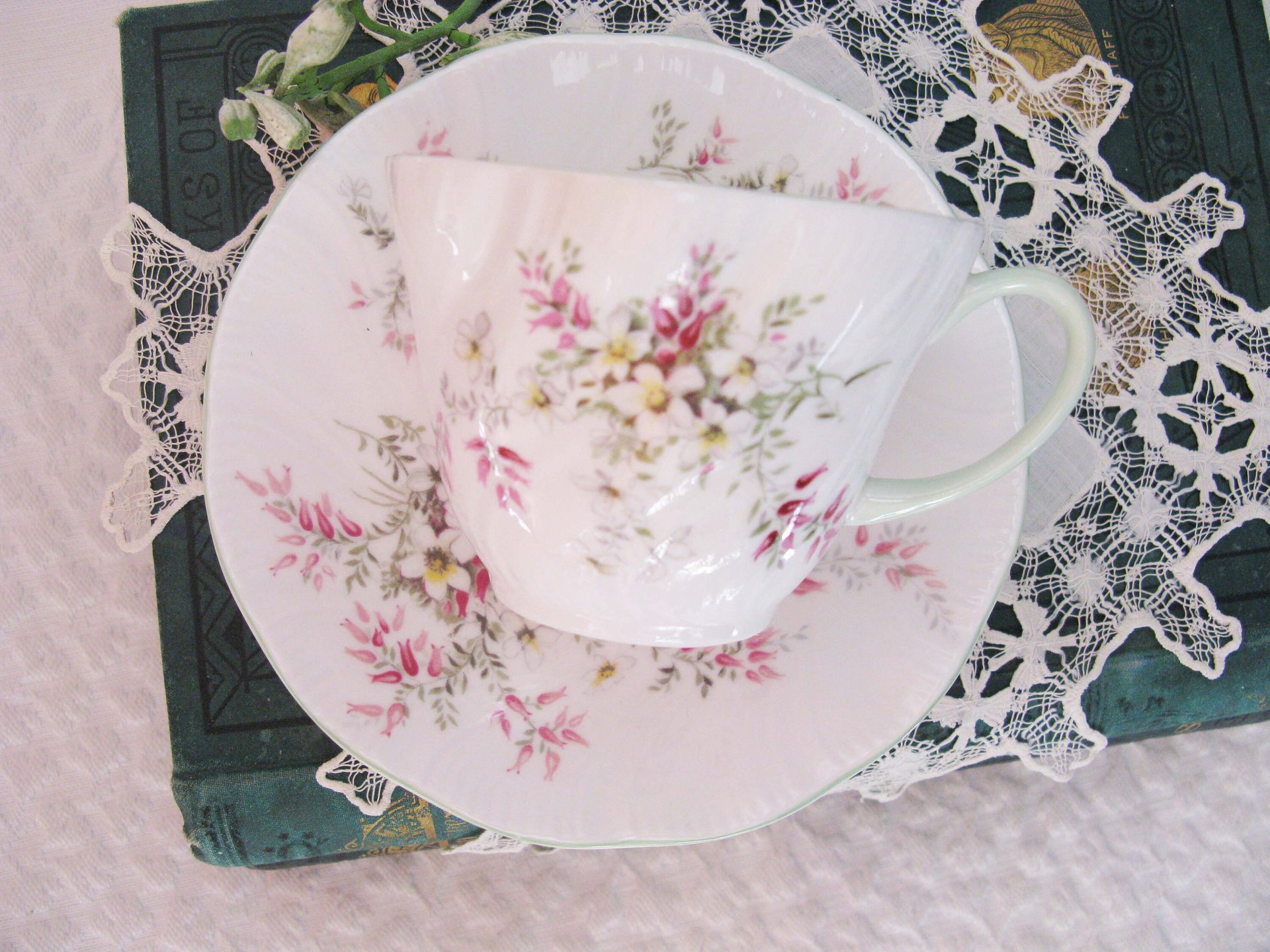 Tea Cup English Floral Bone China Vintage Tea Gift Dainty Pink Shabby Chic Retro Mid Century Classic British Shelley Look  WhenRosesBloom