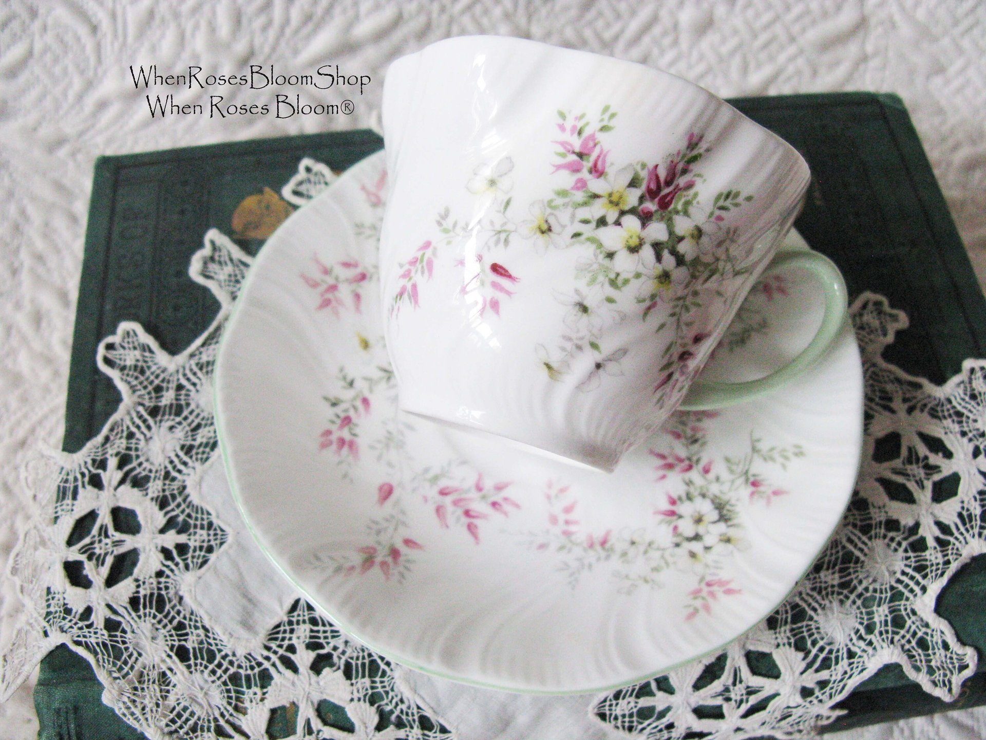 Tea Cup English Floral Bone China Vintage Tea Gift Dainty Pink Shabby Chic Retro Mid Century Classic British Shelley Look  WhenRosesBloom