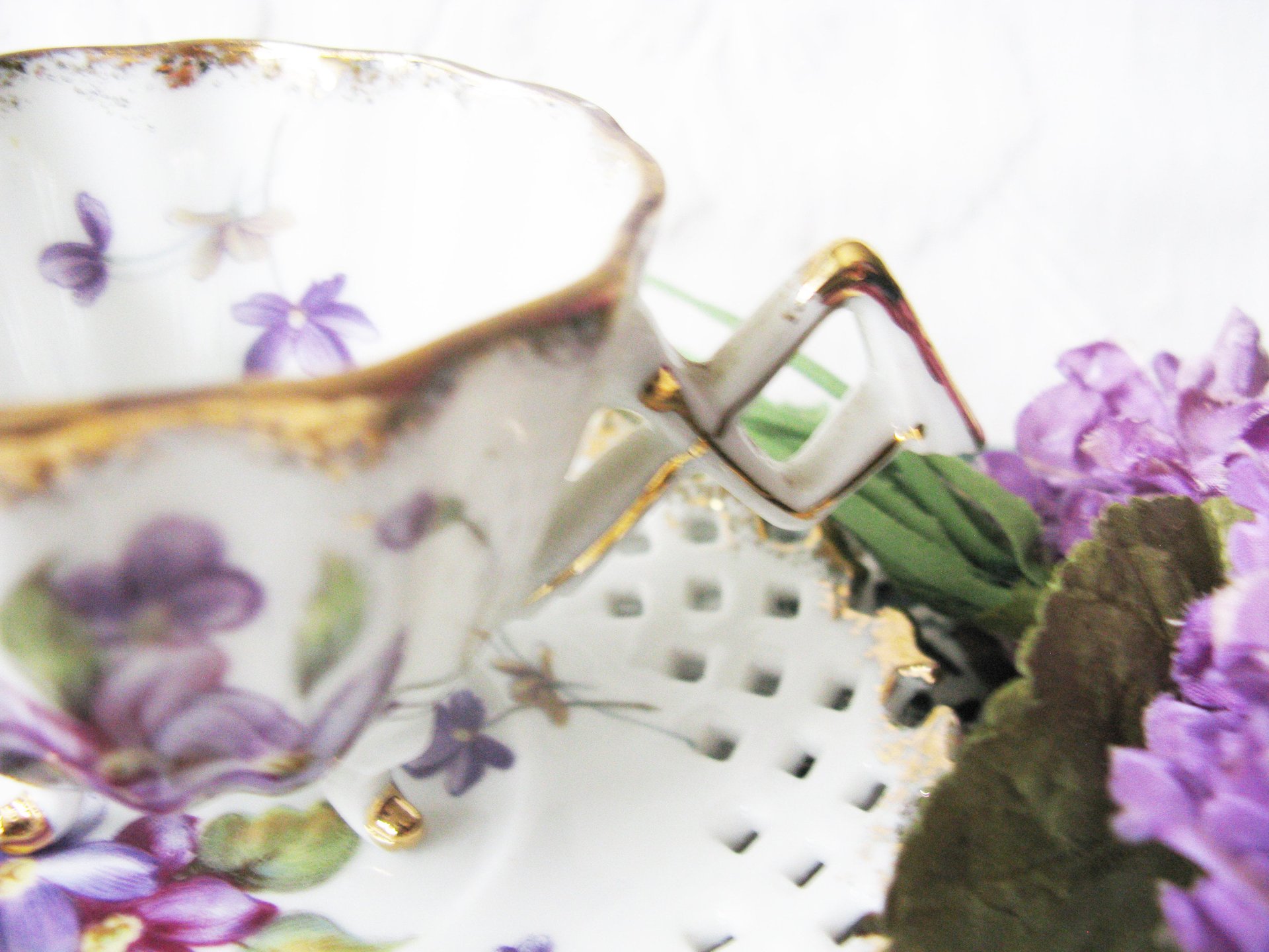 Violet Tea Cup Vintage Footed Cabinet Cup Child Dolly Mid Century Japan  Retro Tea Gift Cottage Farmhouse Shabby Chic Style WhenRosesBloom
