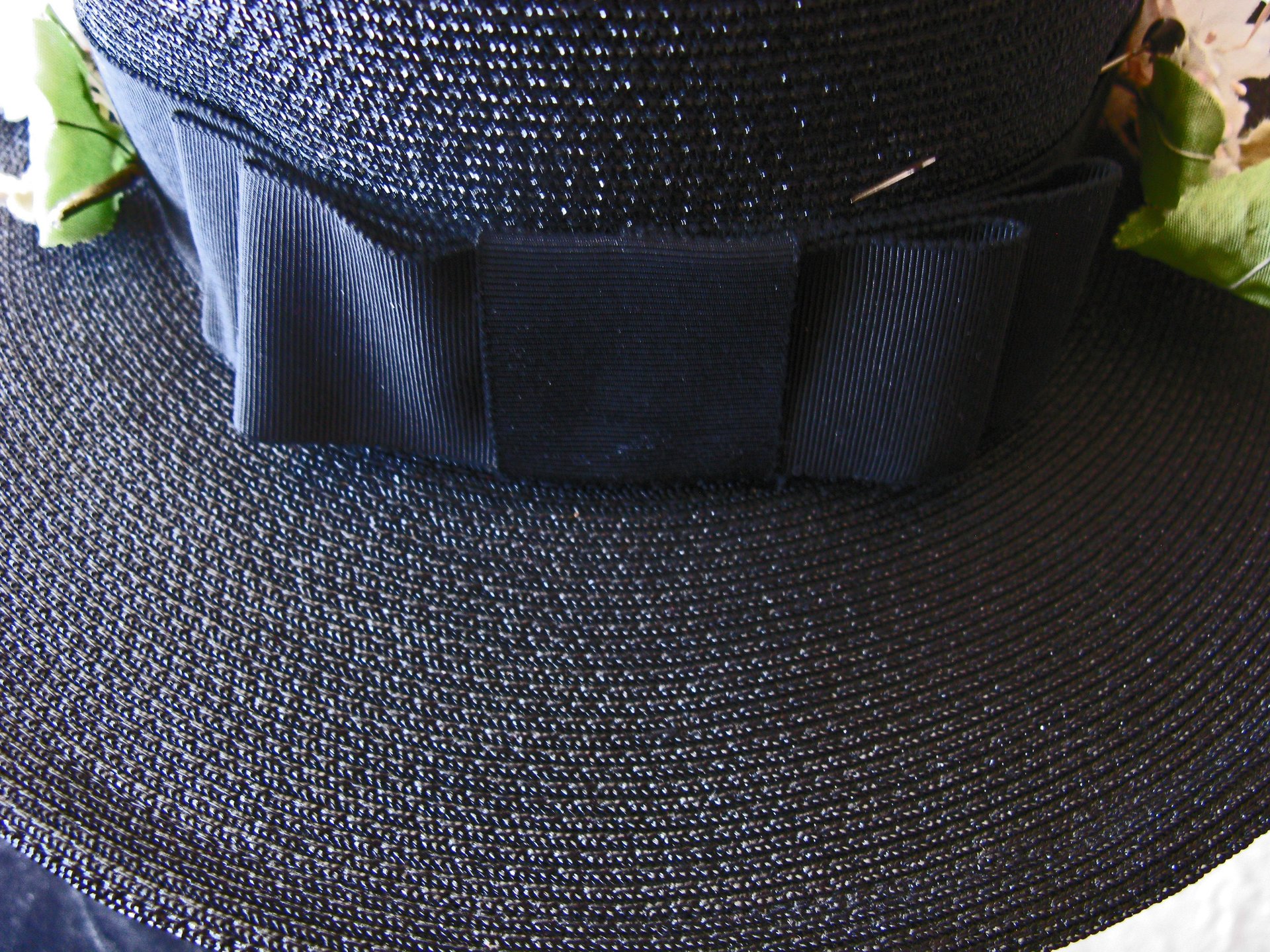 Vintage Black Straw Hat Classic  Flowers Garden Tea Party Hat Summer Straw Hat with Flowers Elegant Cosplay WhenRosesBloom