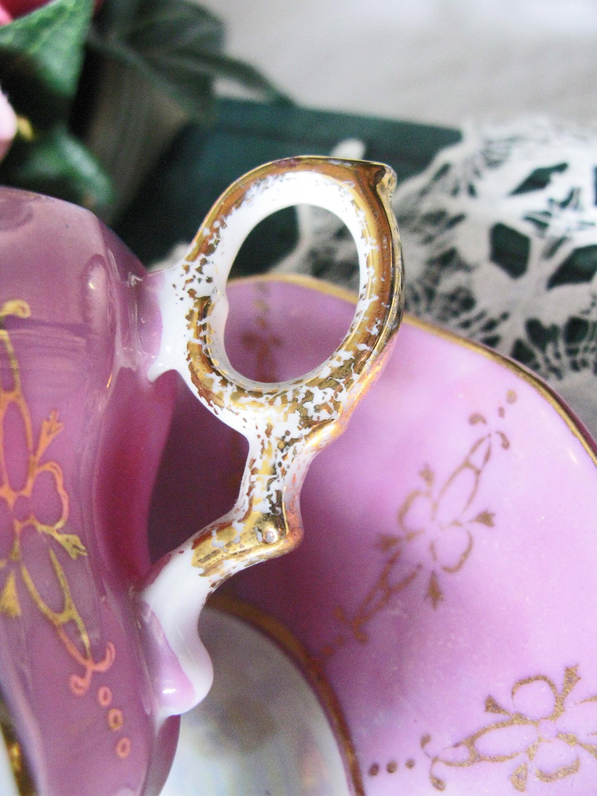 Tea Cup Pink Roses Footed Japan Vintage Downton Tea Time Gift Cottage Shabby Chic Mid Century Tea Style  WhenRosesBloom