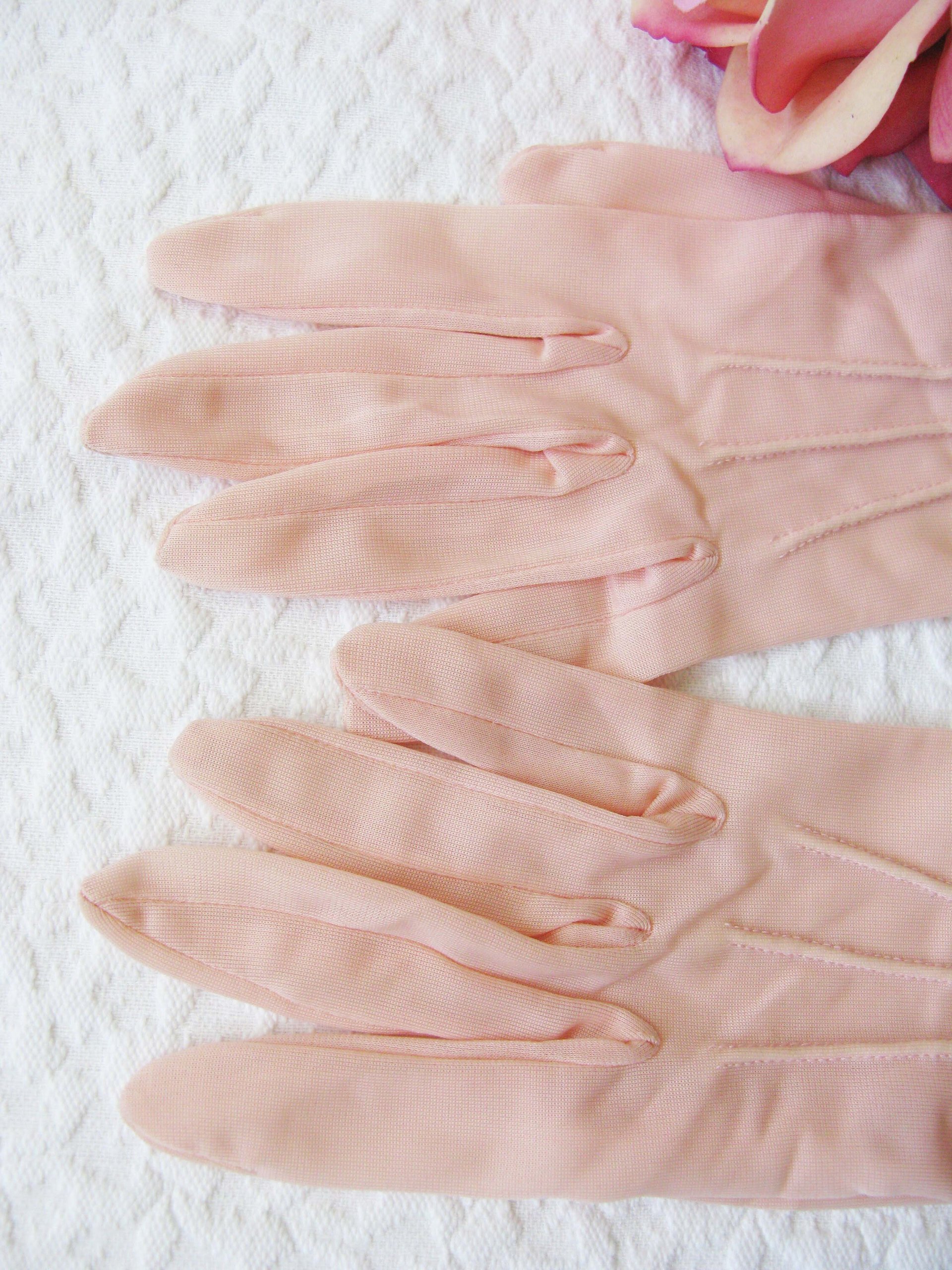 Pink Gloves Vintage Wedding Tea Party Lunch Date Retro Mid Century Bridal Downton Retro Cosplay NOS new old Free Ship  US When Roses Bloom