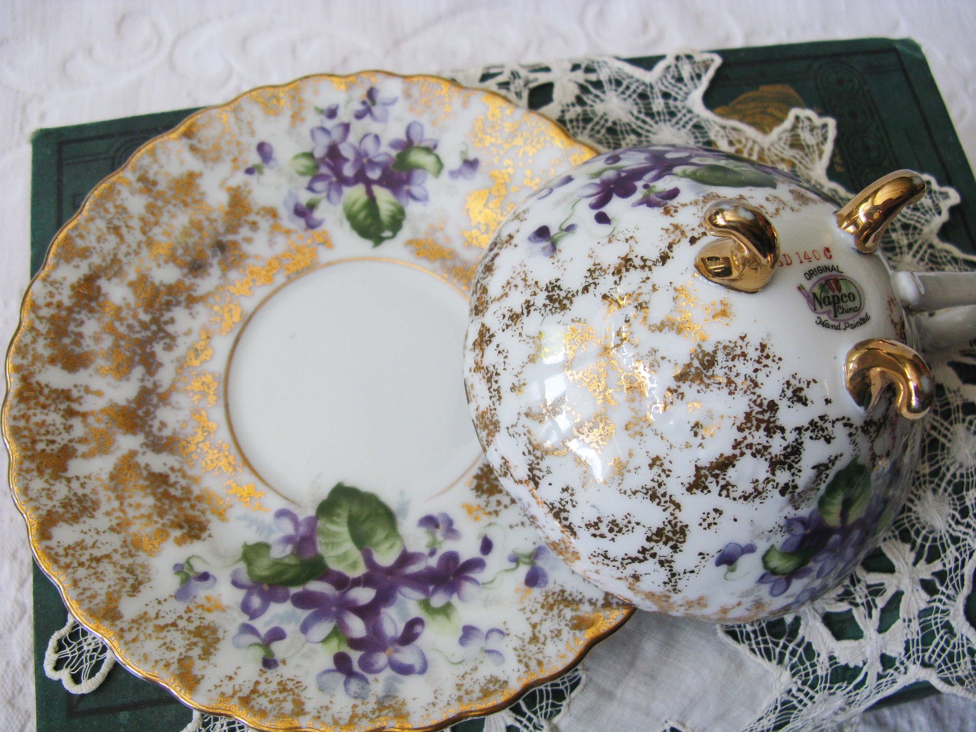 Violet Teacup  Footed Vintage Japan Mid Century Retro Dainty Tea Time Gift Victoria Downton Tea Elegant Farm Shabby Chic  WhenRosesBloom