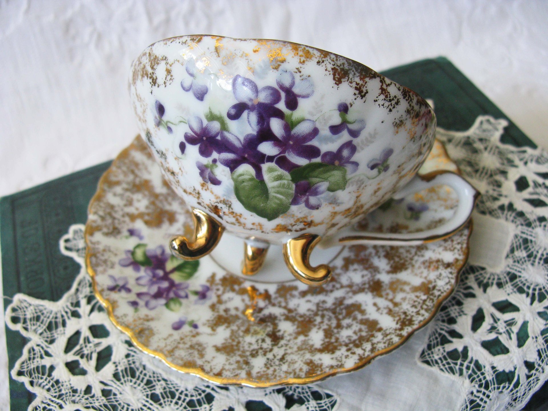 Violet Teacup  Footed Vintage Japan Mid Century Retro Dainty Tea Time Gift Victoria Downton Tea Elegant Farm Shabby Chic  WhenRosesBloom