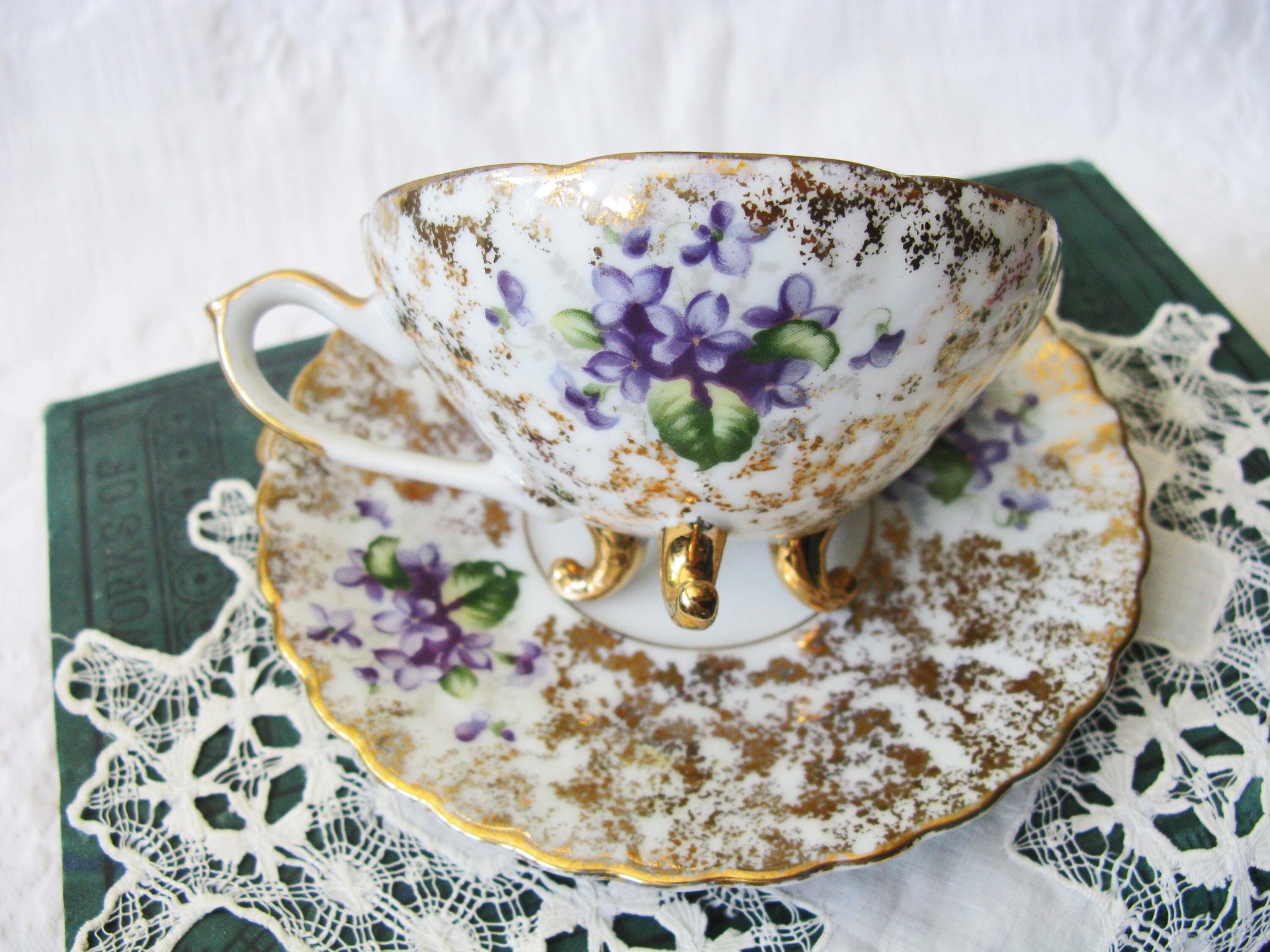 Violet Teacup  Footed Vintage Japan Mid Century Retro Dainty Tea Time Gift Victoria Downton Tea Elegant Farm Shabby Chic  WhenRosesBloom