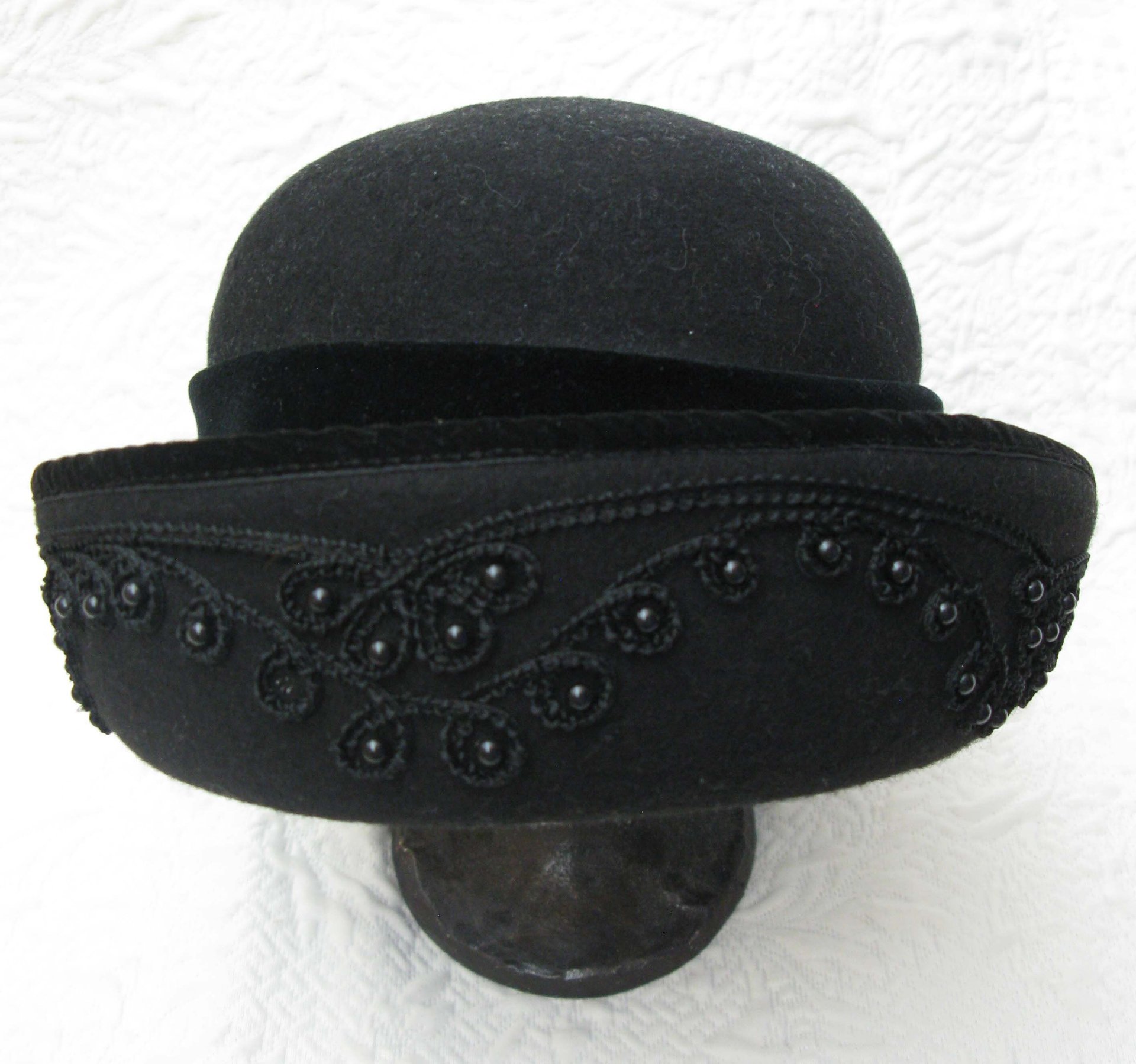 Vintage Hat Black  Cloche Tea Garden Party Eric Javets Retro Elegance Downton Miss Phryne Fisher Gatsby Cosplay Style  WhenRosesBloom