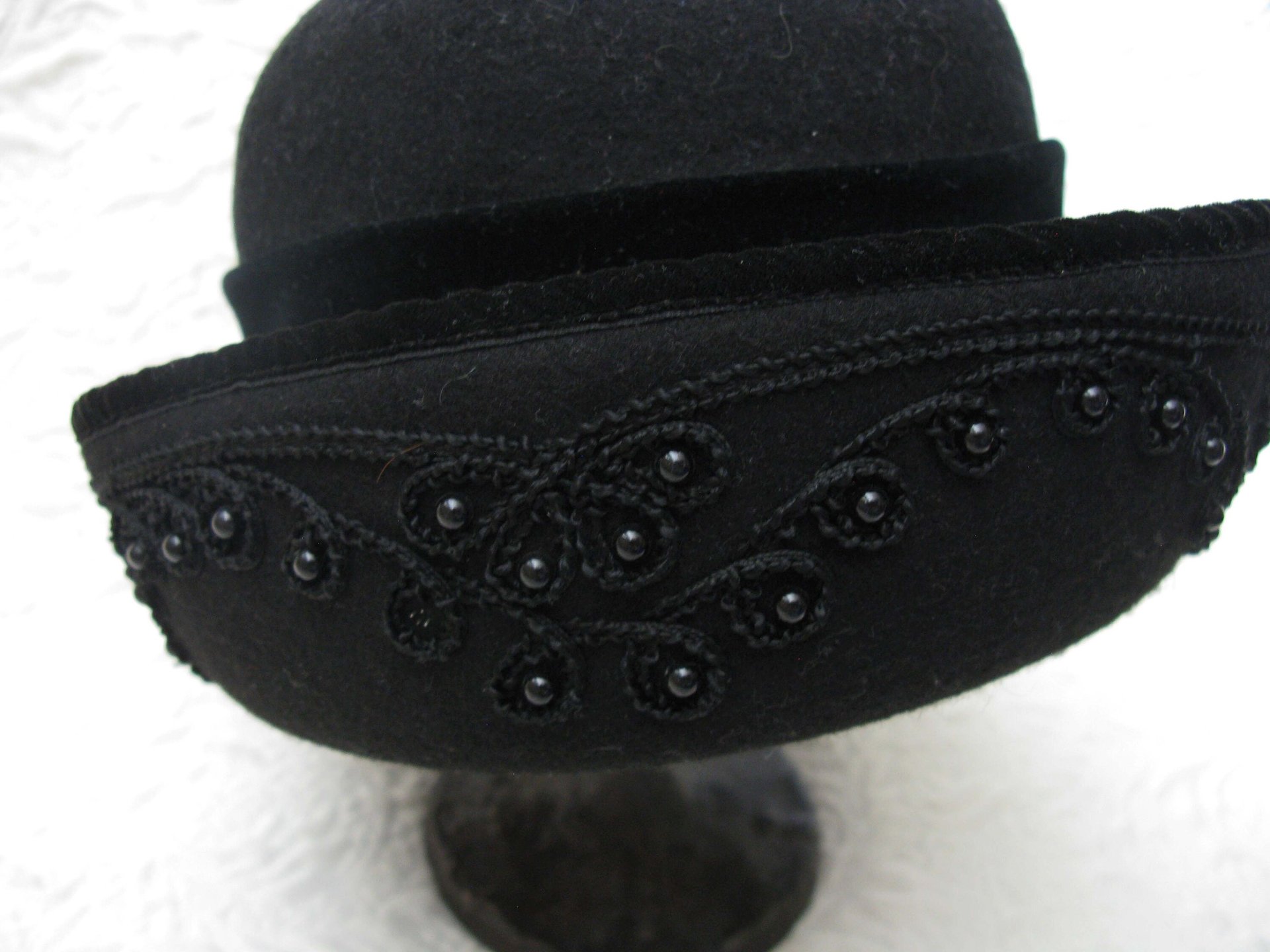 Vintage Hat Black  Cloche Tea Garden Party Eric Javets Retro Elegance Downton Miss Phryne Fisher Gatsby Cosplay Style  WhenRosesBloom