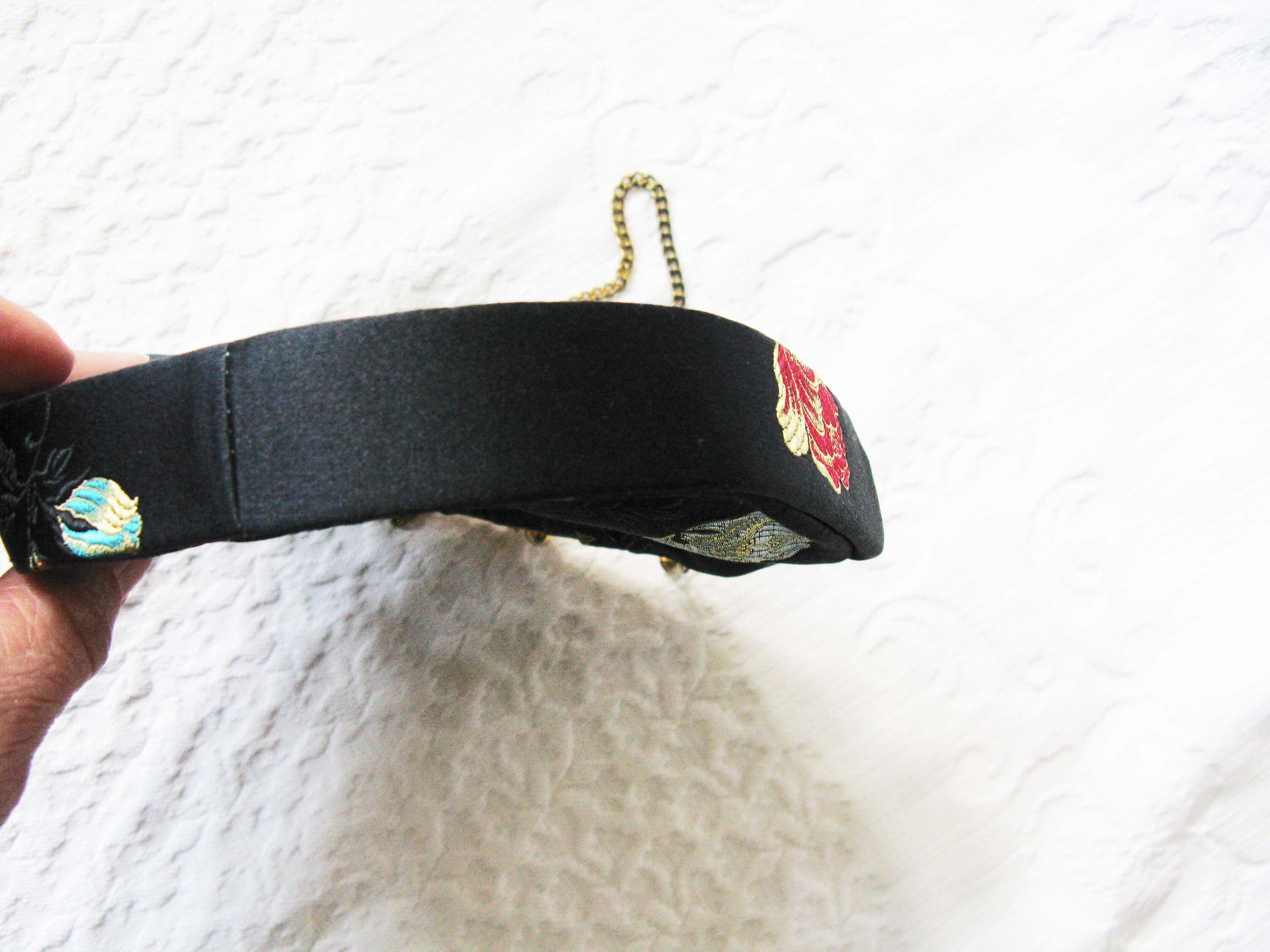 Vintage Black Purse Silk Brocade Mid Century Evening Retro Dance Cocktail Party  Chinese Japanese Oriental WhenRosesBloom