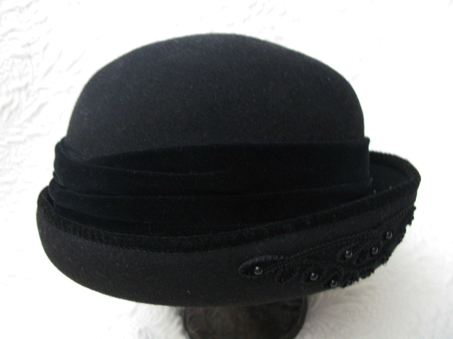 Vintage Hat Black  Cloche Tea Garden Party Eric Javets Retro Elegance Downton Miss Phryne Fisher Gatsby Cosplay Style  WhenRosesBloom