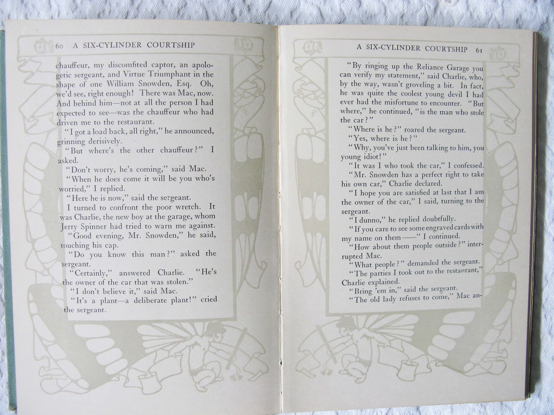 Vintage Green Book  A Six-Cylinder Courtship  1st Ed. Edwardian Romantic Comedy Decorative Cover Artwork Library Decor Gift  WhenRosesBloom
