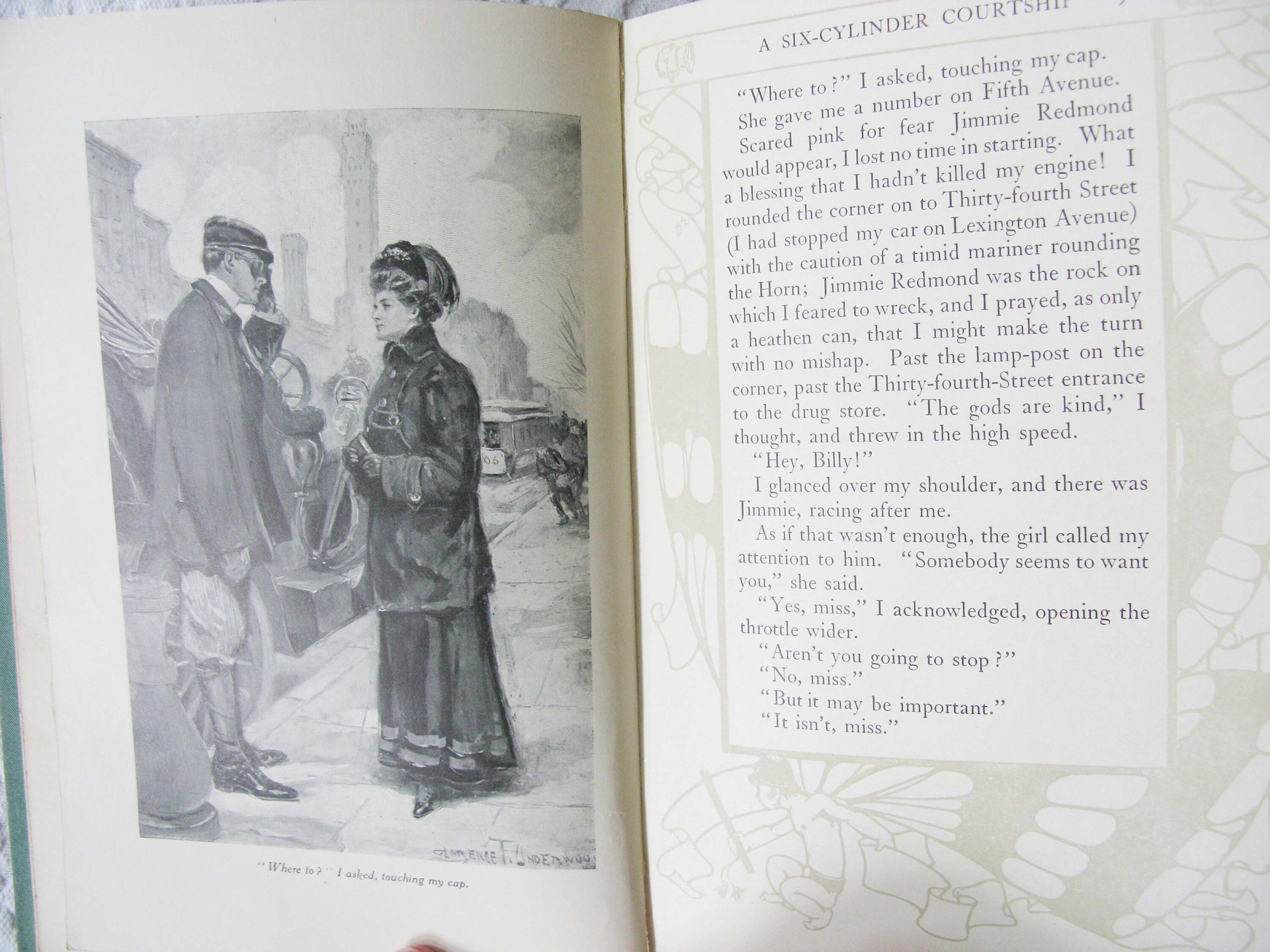 Vintage Green Book  A Six-Cylinder Courtship  1st Ed. Edwardian Romantic Comedy Decorative Cover Artwork Library Decor Gift  WhenRosesBloom