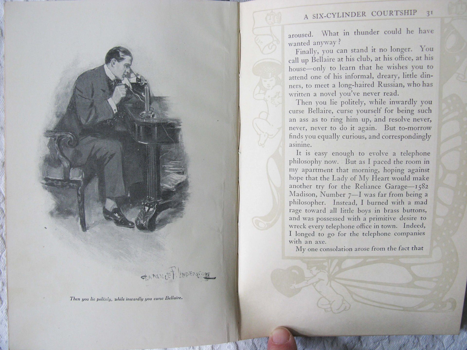 Vintage Green Book  A Six-Cylinder Courtship  1st Ed. Edwardian Romantic Comedy Decorative Cover Artwork Library Decor Gift  WhenRosesBloom
