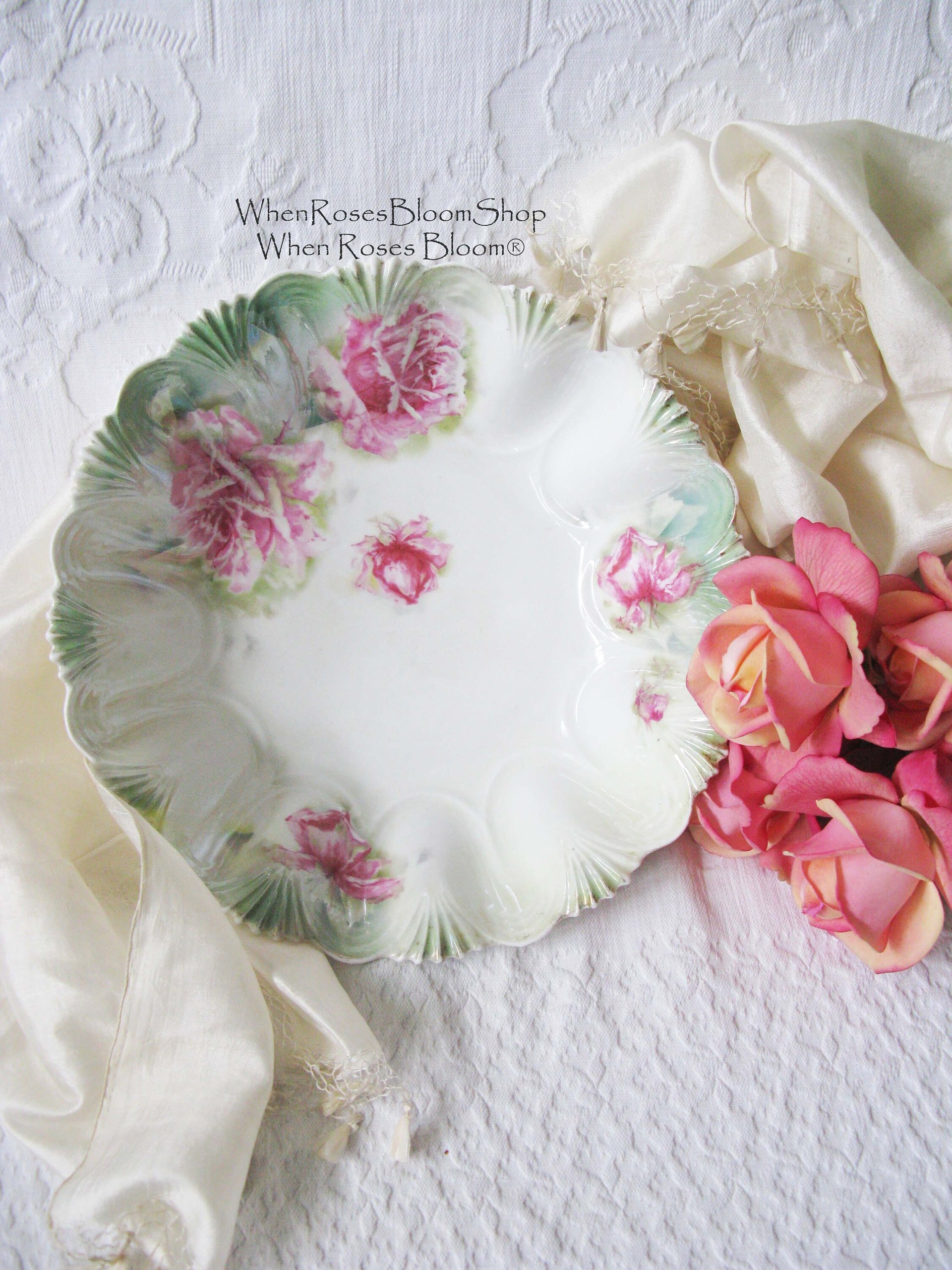 Vintage China Bowl w/Roses Art Nouveau R S Prussia  1900's Edwardian Victorian Cottage Farmhouse Romantic  Shabby Chic WhenRosesBloom