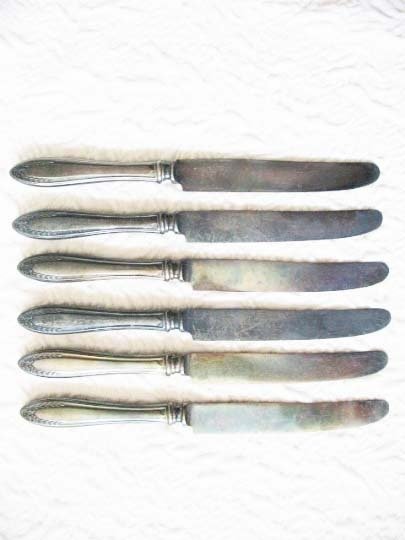 Vintage Silver Knives Sheridan Pattern 1910 Set 6  Victorian Edwardian Silverplate Estate Shabby Chic Farmhouse Downton Tea WhenRosesBloom