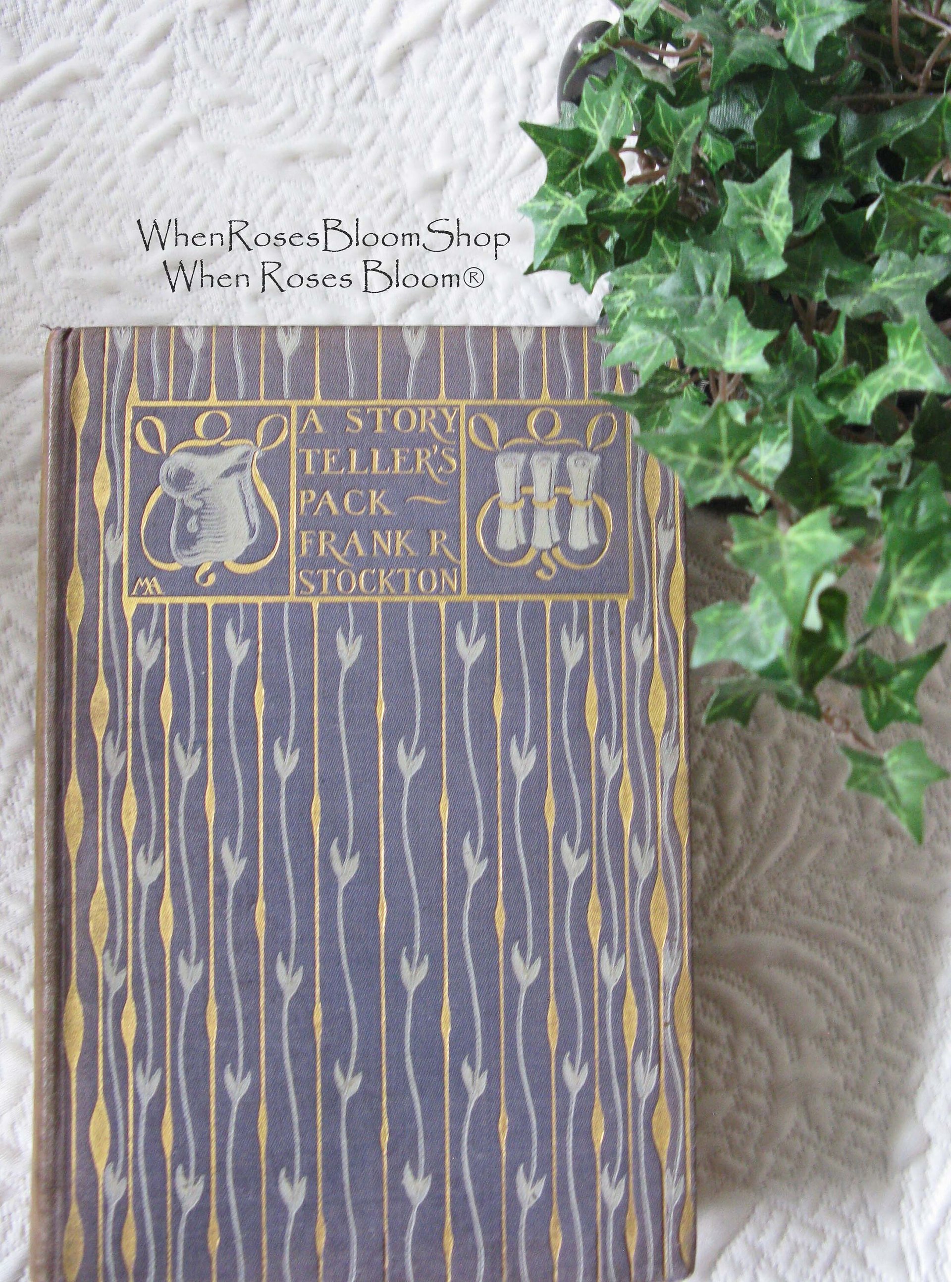 Blue Book Storyteller's Pack 1st Edition Frank Stockton Margaret Armstrong Pretty Decorative Cover Decorative Library Gift WhenRosesBloom