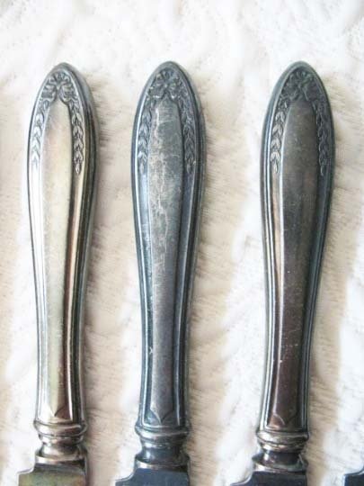 Vintage Silver Knives Sheridan Pattern 1910 Set 6  Victorian Edwardian Silverplate Estate Shabby Chic Farmhouse Downton Tea WhenRosesBloom