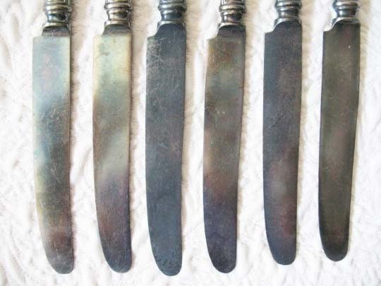 Vintage Silver Knives Sheridan Pattern 1910 Set 6  Victorian Edwardian Silverplate Estate Shabby Chic Farmhouse Downton Tea WhenRosesBloom