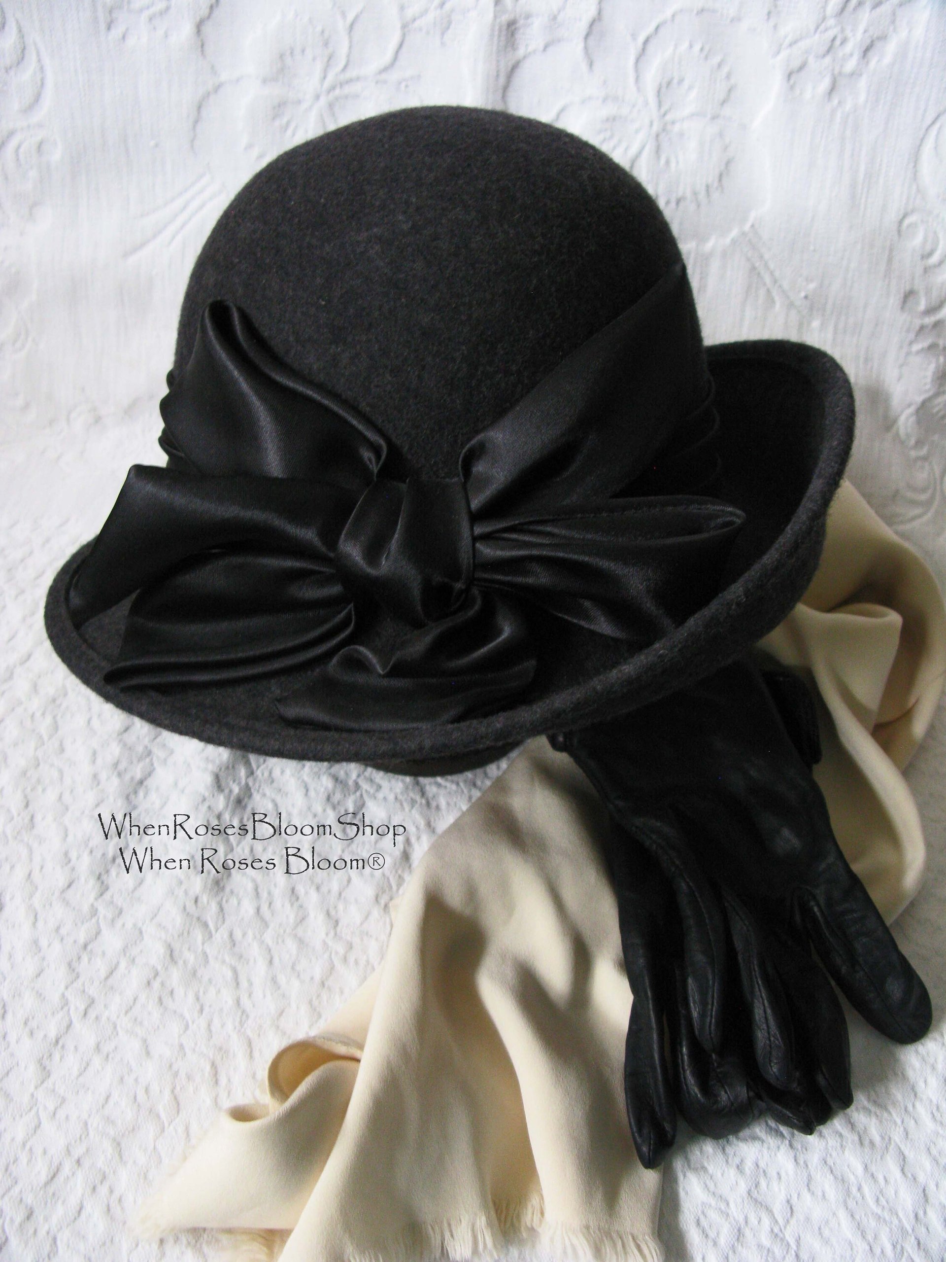 Vintage Hat Gray  Cloche Tea Wedding Garden Party Retro Tailored Elegance Downton Miss Phryne Fisher Gatsby Cosplay Style  WhenRosesBloom