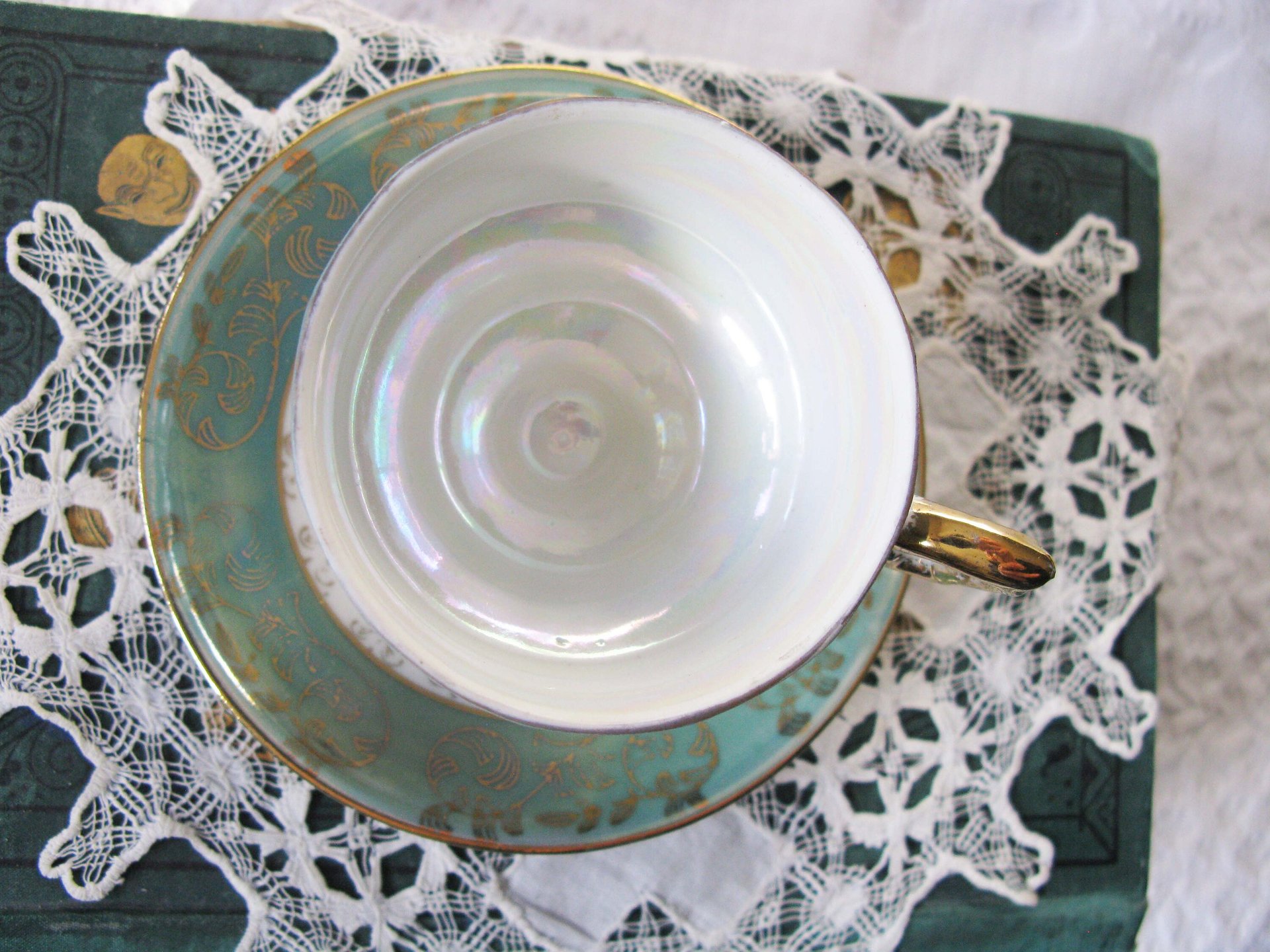 Tea Cup Turquoise Child Dolly Mommy & Me Nana Sterling Vintage Japan Tea Party Demitasse Cappuccino Cottage Shabby Chic WhenRosesBloom
