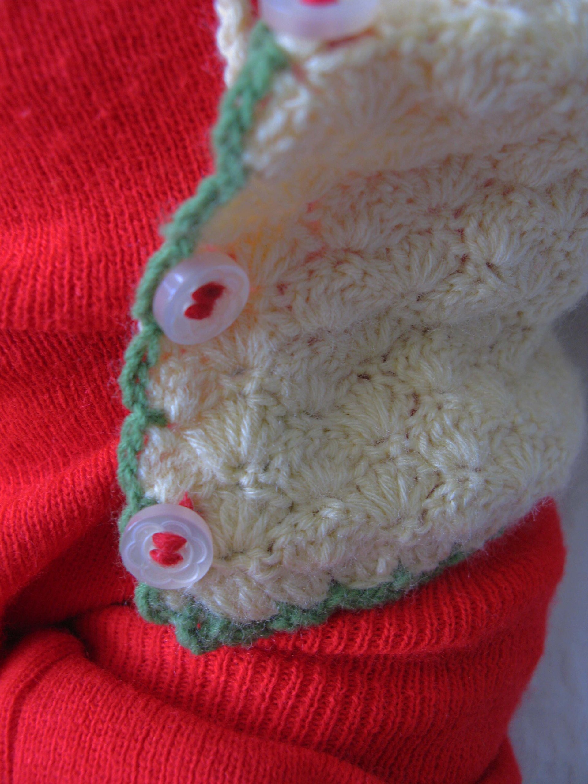 Vintage Baby Jacket Cardigan Matinee Jacket  Hand Crochet Teddy Bear Dolly Sweater Boho Style Baby Keepsake Heirloom Gift WhenRosesBloom