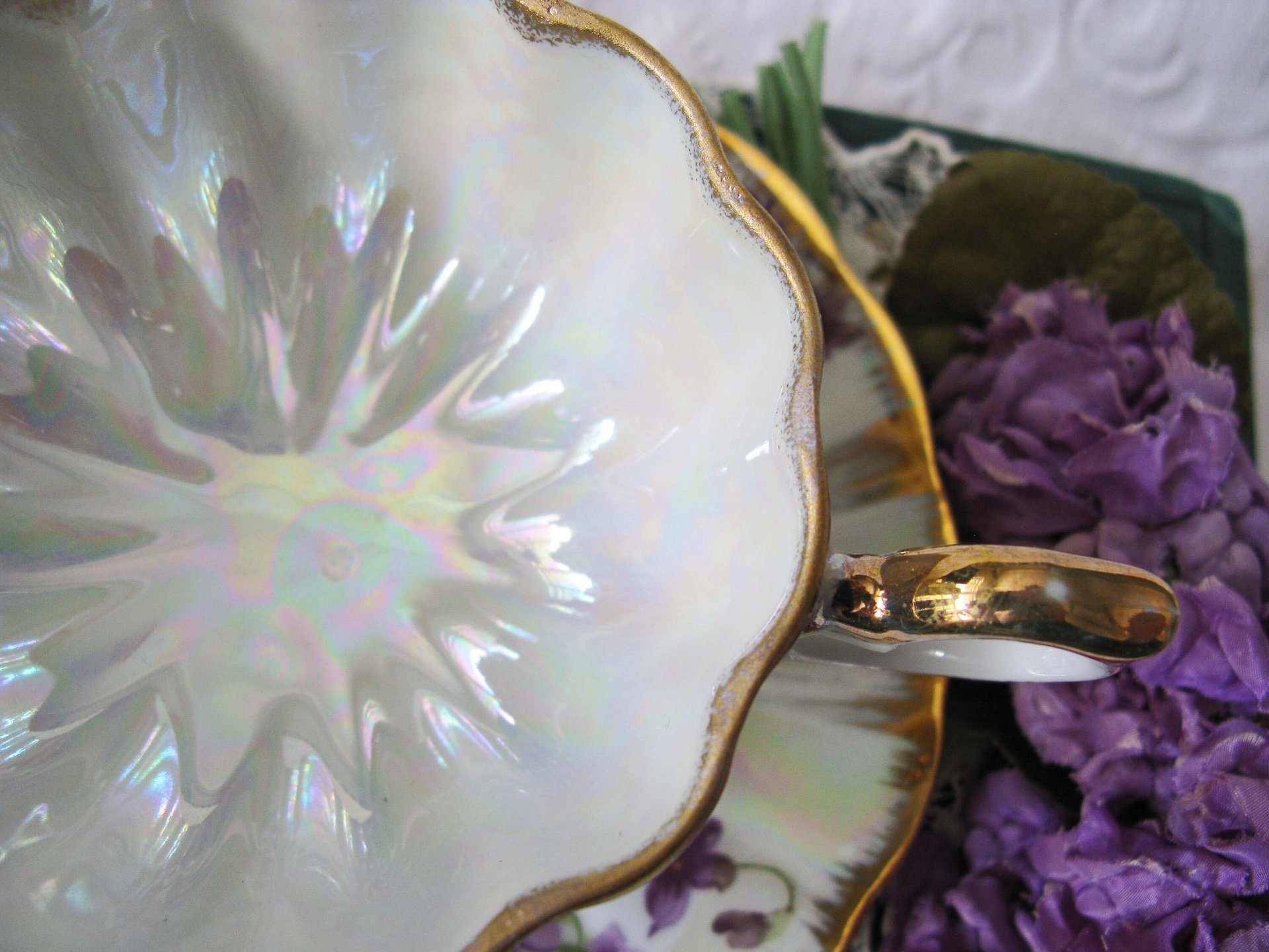 Tea Cup Purple Violets footed Melon Shape Japan Vintage Retro TeaTime Elegant Tea Gift Mid Century Shabby Chic  WhenRosesBloom Classic Tea