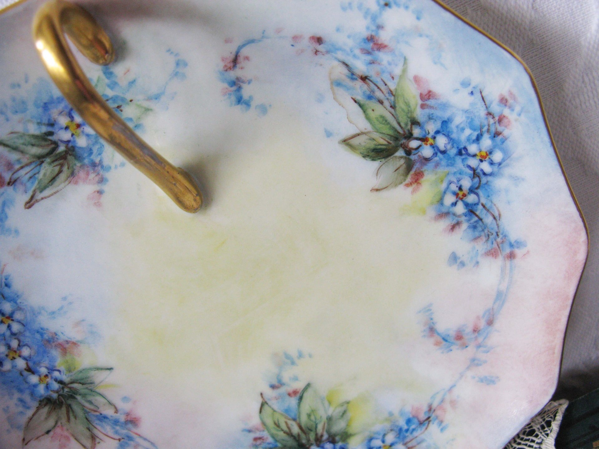 Vintage China Candy Dish For Get Me Not Lemon Nappy Tidbit Hand Painted 1900s Edwardian Victorian Downton Cottage Farmhouse WhenRosesBloom