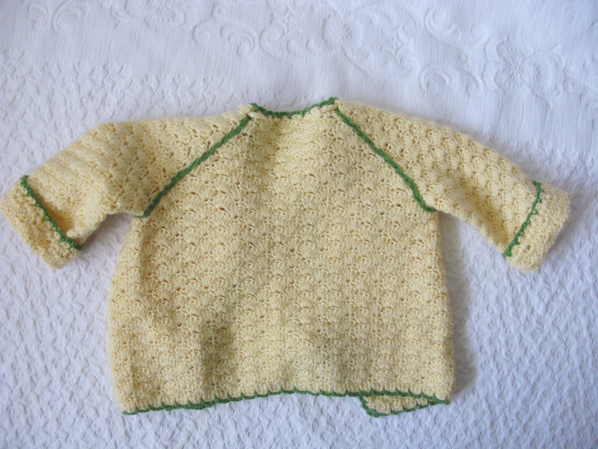 Vintage Baby Jacket Cardigan Matinee Jacket  Hand Crochet Teddy Bear Dolly Sweater Boho Style Baby Keepsake Heirloom Gift WhenRosesBloom