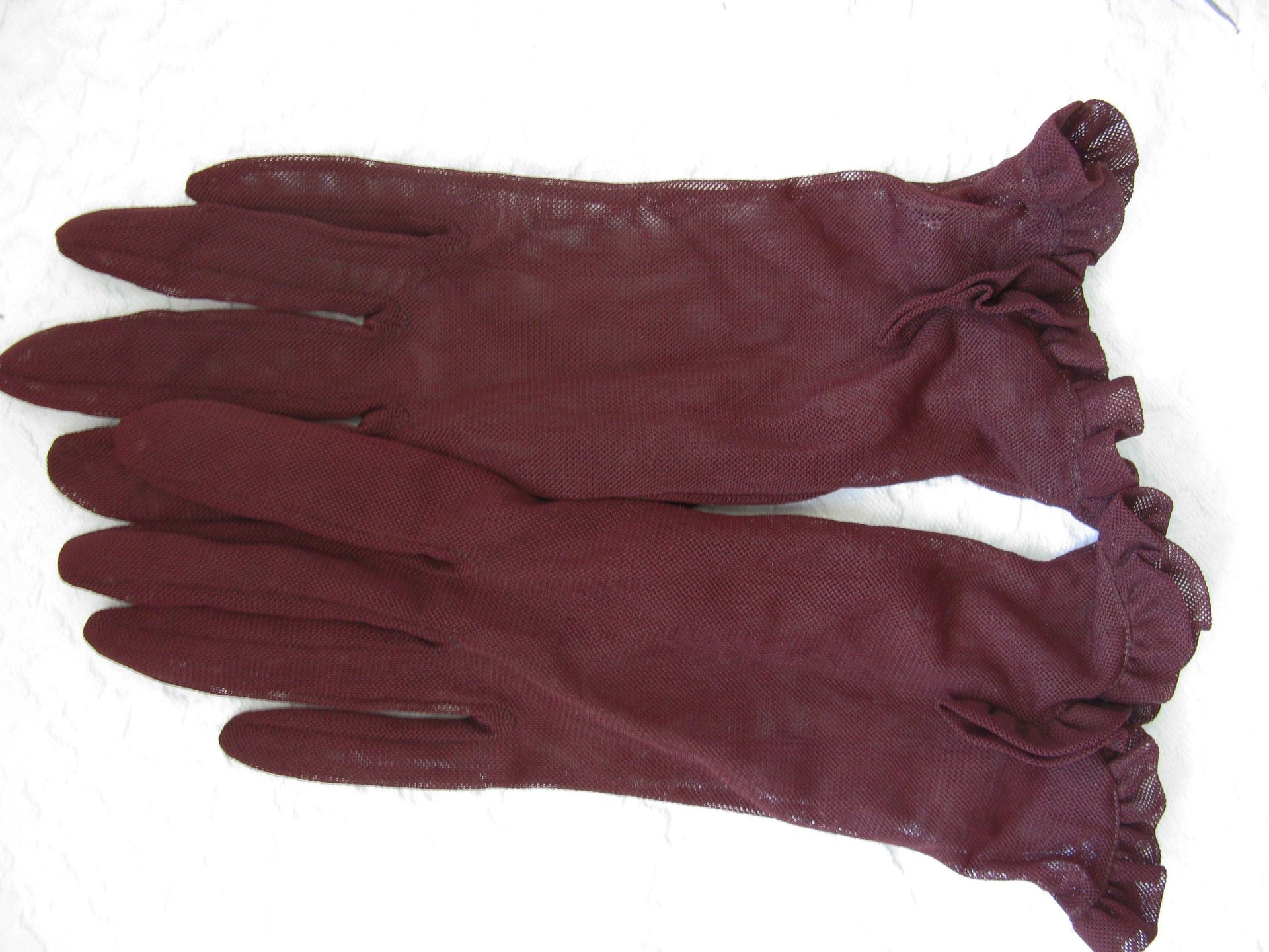 Gloves Brown Sheer Sz 6 Vintage Retro Mid Century Style Tea Downton Miss Fisher Cosplay Free Ship in US When Roses Bloom