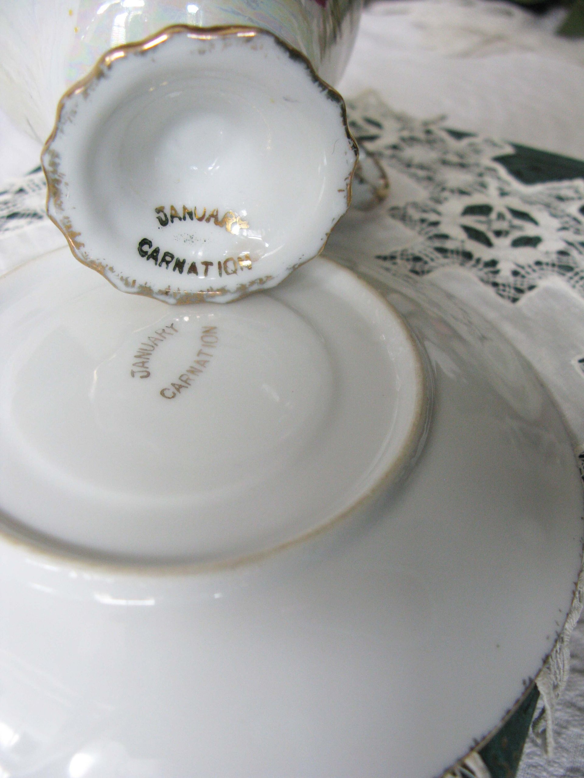 Vintage Footed Tea Cup Pink Carnation Floral Japan Mid Century TeaTime January Birthday Gift Victoria Downton Abbey Tea Cottage Shabby Chic