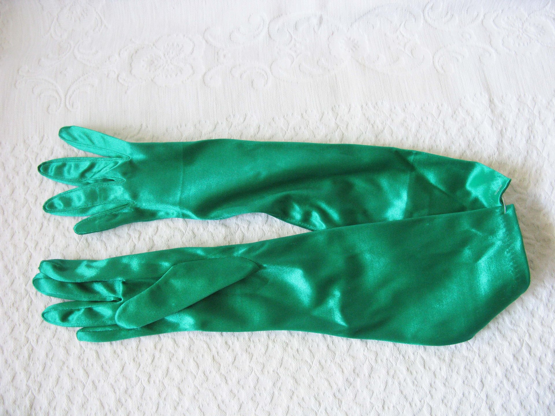 Green Gloves NOS Matinee Vintage Tea Party Retro Mid Century Cosplay Wedding Bride Bridesmaid Afternoon Tea Free Ship US When Roses Bloom