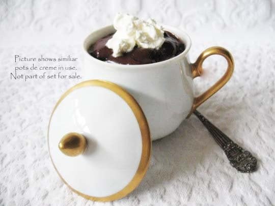 Vintage Pots de Creme Set of 6 White Italian Pottery Classic Dessert  TeaTime Elegant Mid Century Pudding Cups Hot Chocolate