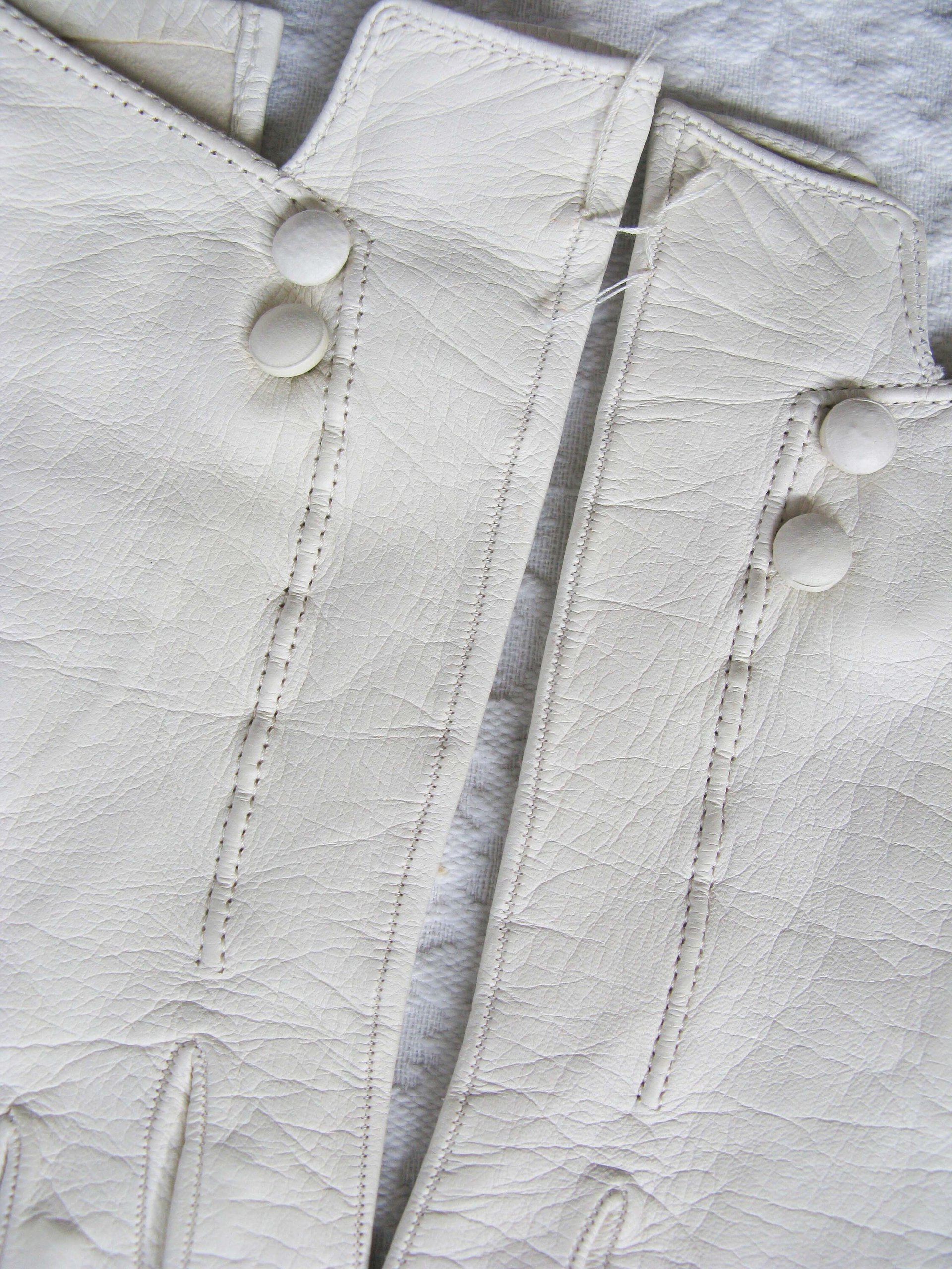 White Gloves French Leather Sz 6 1/2 Vintage Retro Wedding Bride Tea NOS Downton Gatsby Miss Fisher Cosplay Free Ship  US When Roses Bloom