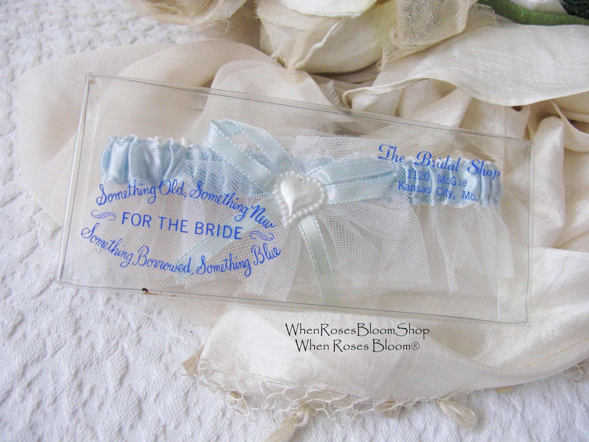 Wedding Garter Bridal Garter Vintage  Retro Classic Romantic Wedding Accessories Something Blue Ribbon &  Lace