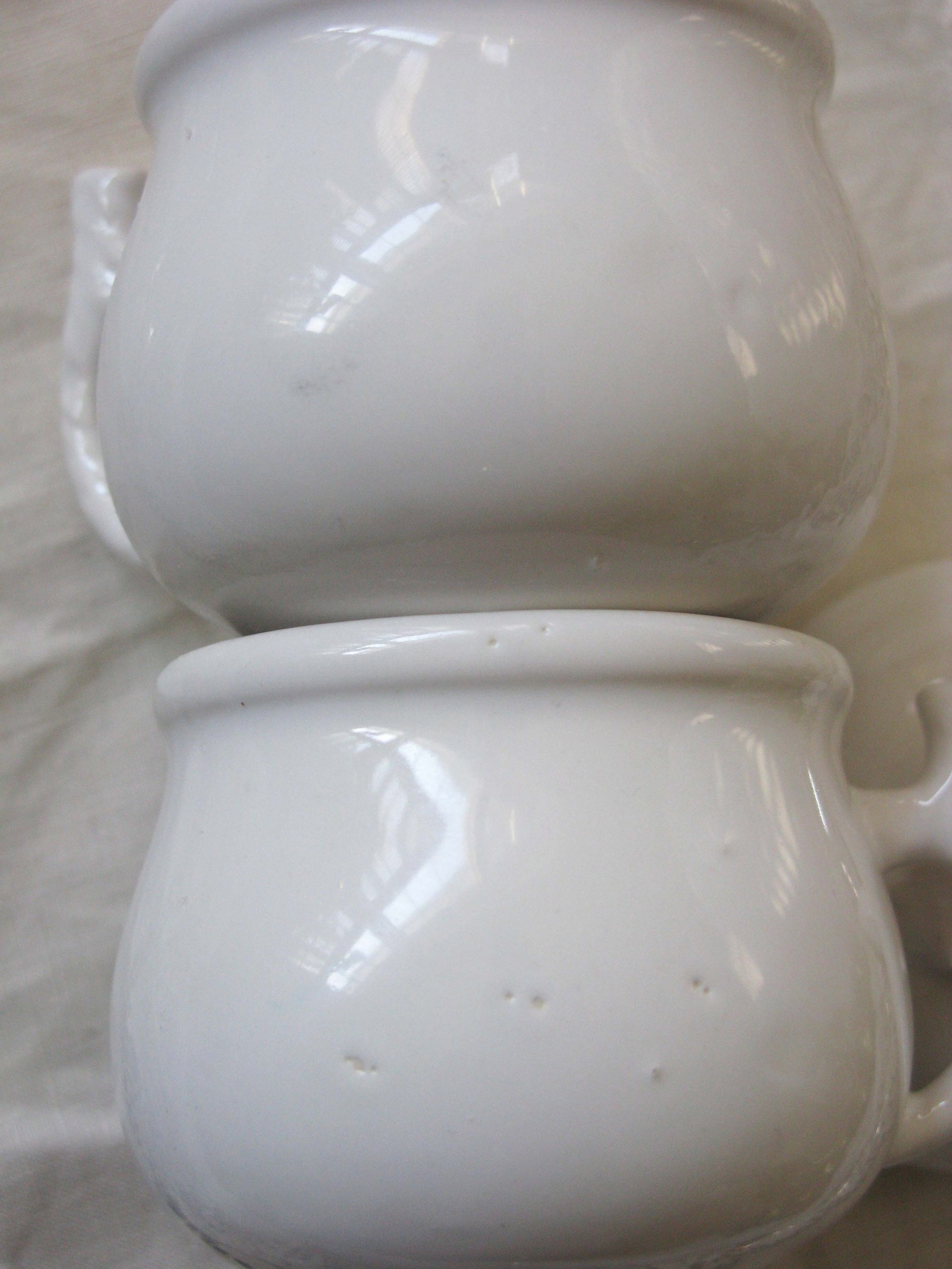 Vintage Pots de Creme Set of 6 White Italian Pottery Classic Dessert  TeaTime Elegant Mid Century Pudding Cups Hot Chocolate