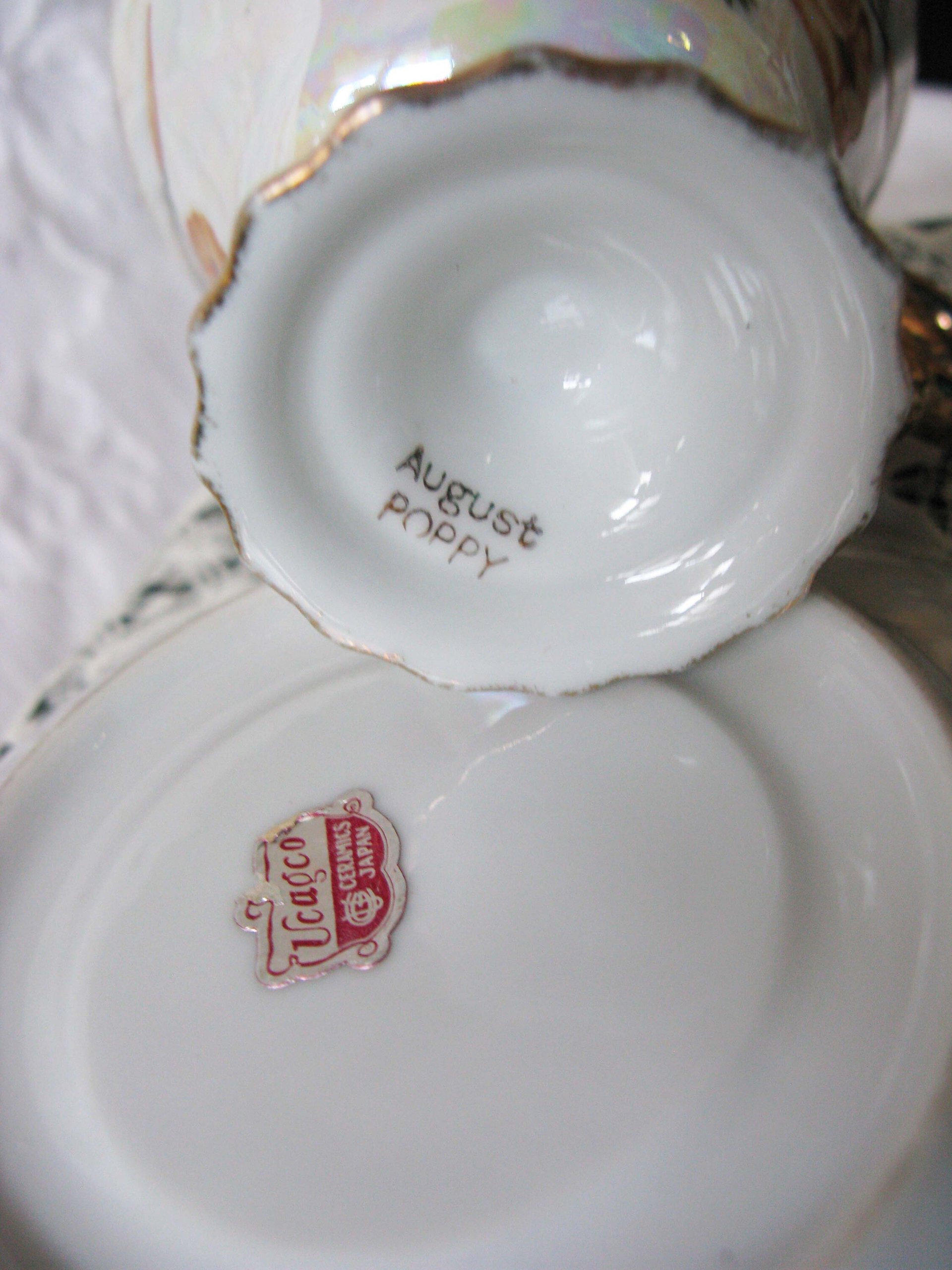 August Birthday Tea Gift Vintage Tea Cup Footed Japan  Yellow Poppy Ucago Mid Century Tea Downton Abbey Cottage Shabby Chic WhenRosesBloom