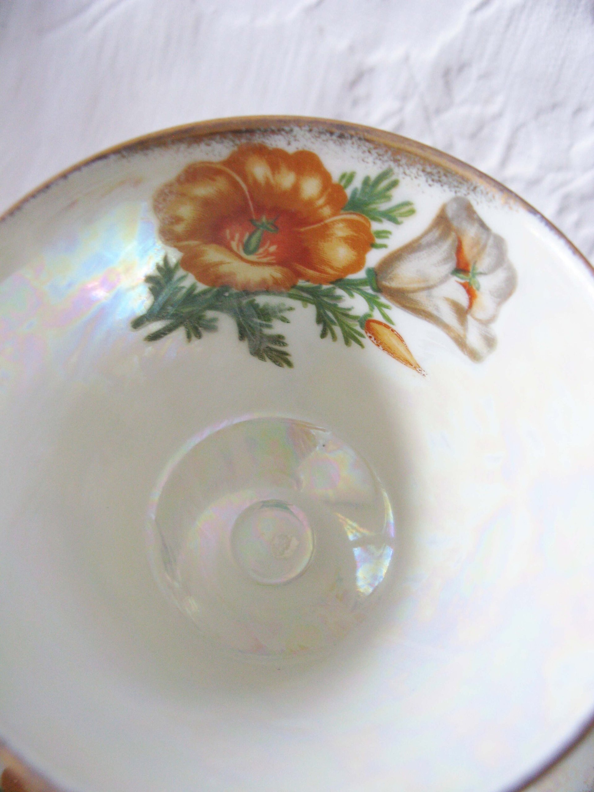 August Birthday Tea Gift Vintage Tea Cup Footed Japan  Yellow Poppy Ucago Mid Century Tea Downton Abbey Cottage Shabby Chic WhenRosesBloom