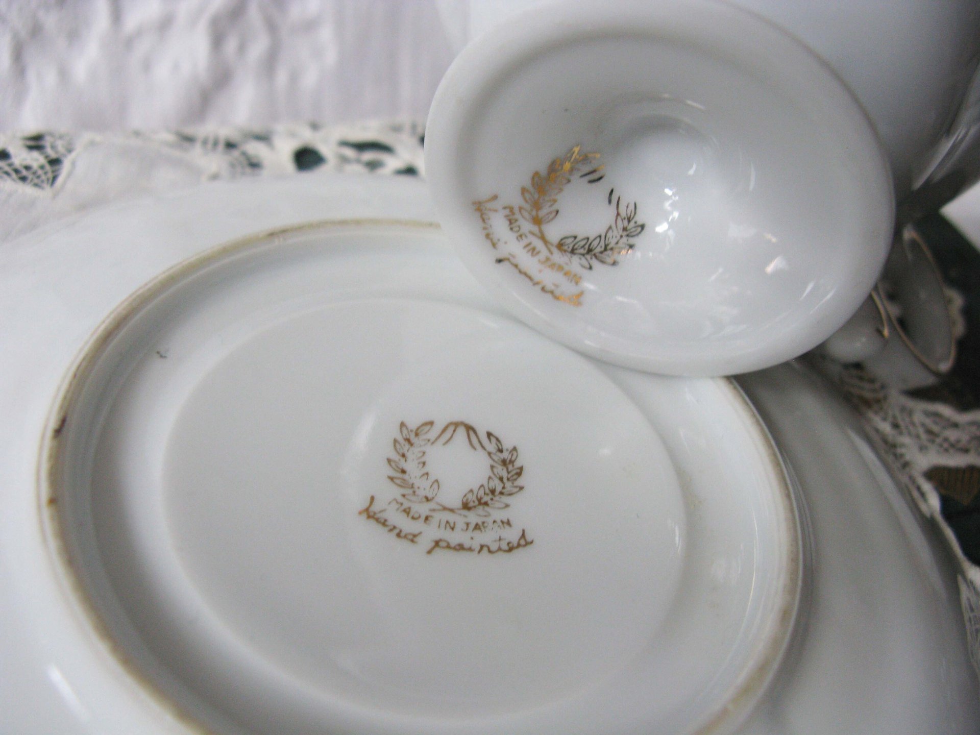 Tea Cup Footed Turquoise Blue w/ Gold Fruit Decoration Japan Retro Vintage TeaTime Gift Mid Romantic Shabby Chic Cottage Tea WhenRosesBloom