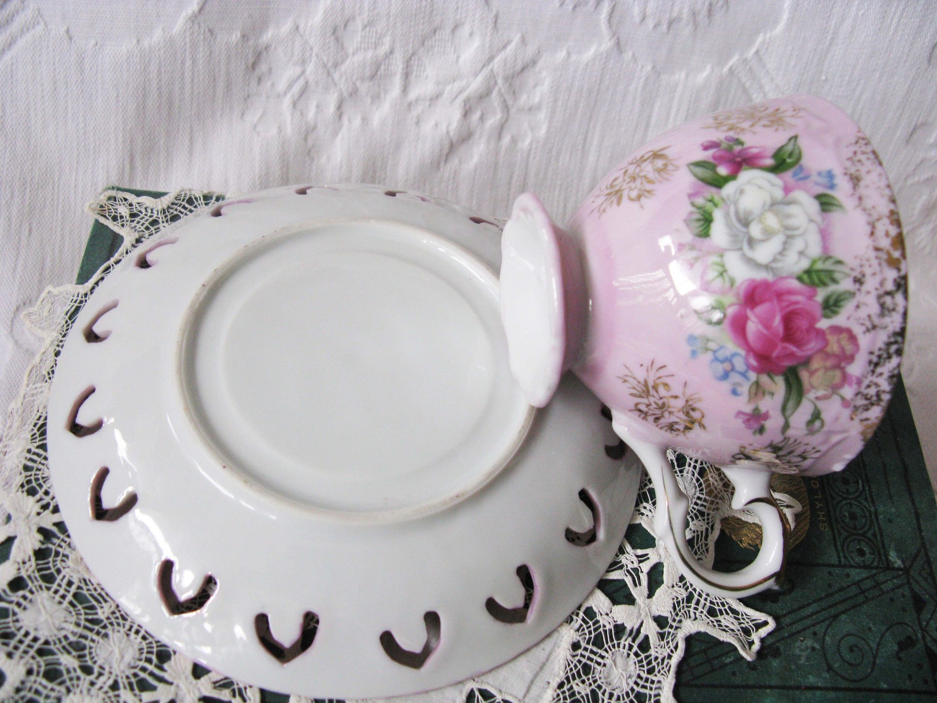 Tea Cup Pink Roses Footed Japan Vintage Downton Tea Time Gift Cottage Shabby Chic Mid Century Tea Style  WhenRosesBloom