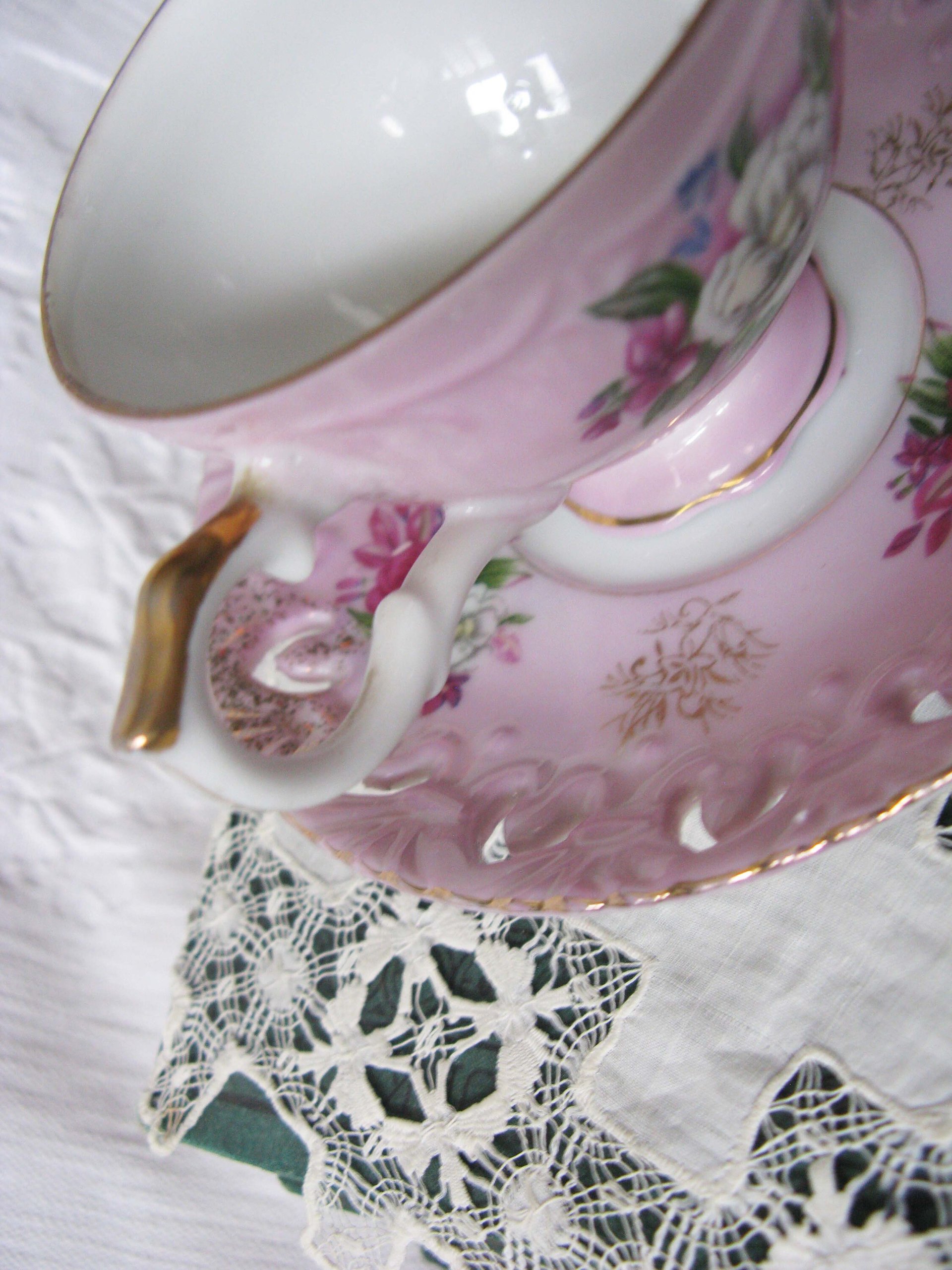 Tea Cup Pink Roses Footed Japan Vintage Downton Tea Time Gift Cottage Shabby Chic Mid Century Tea Style  WhenRosesBloom