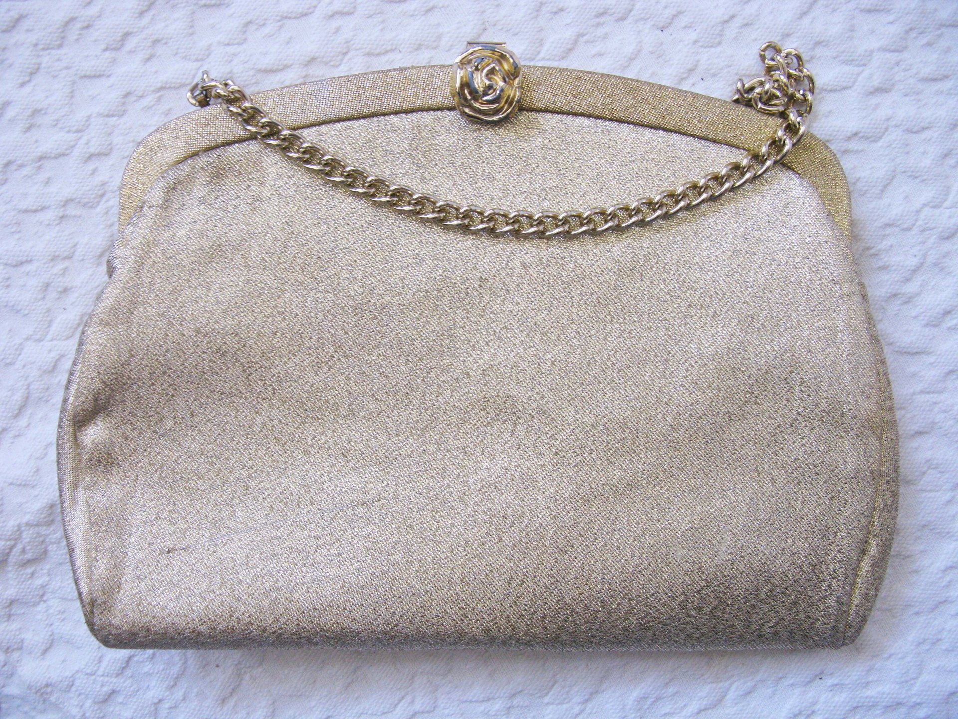Gold Purse and Gloves Sz 7 to 8 Vintage Retro Mid Century Dance Tea Party Audrey Hepburn Atomic 60s 70s Cosply When Roses Bloom