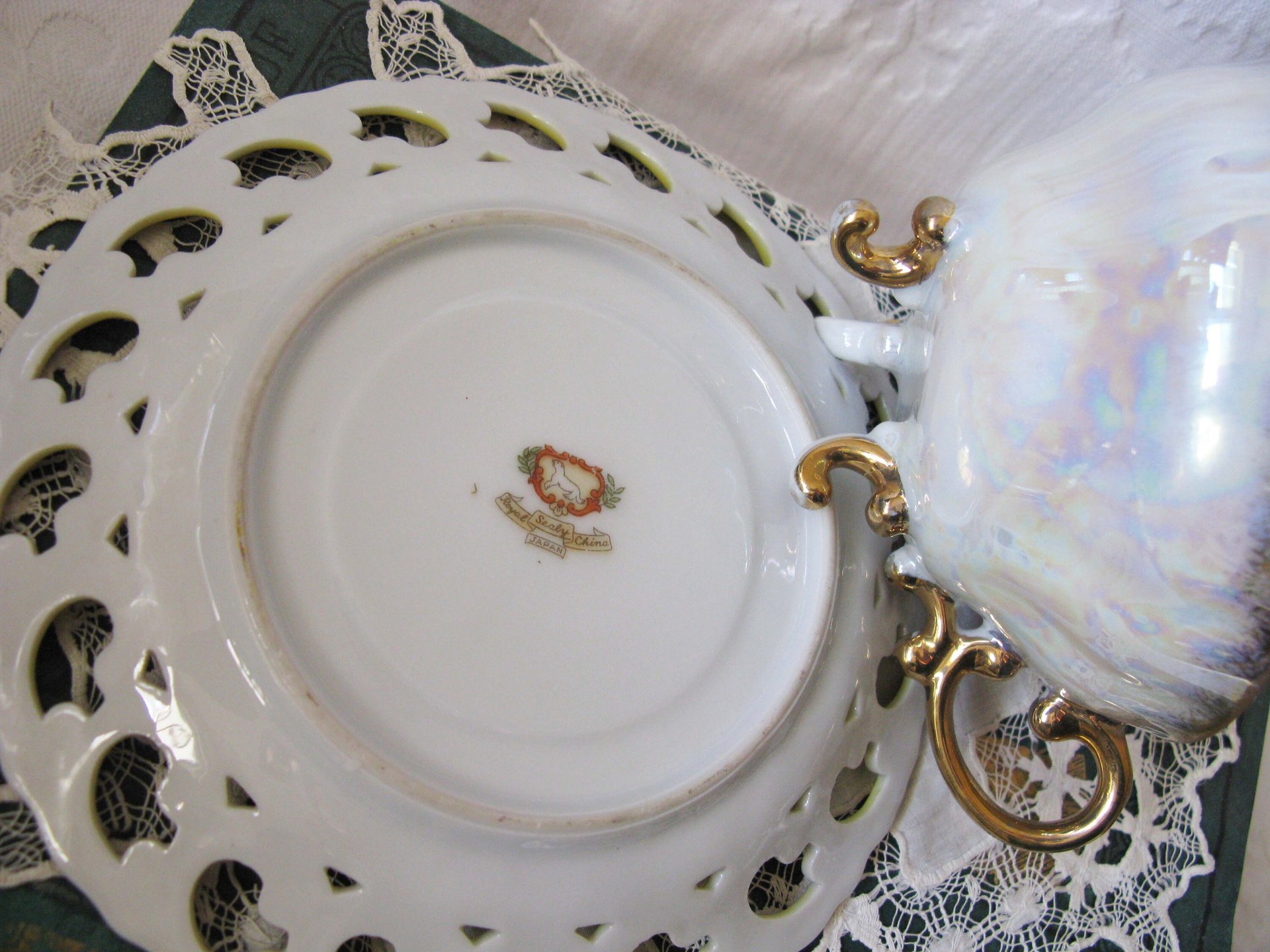 Vintage Tea Cup Royal Sealy Yellow Footed Gold Raised Paste decoration Tea Party Cottage Shabby Chic Downton Edwardian Tea  WhenRosesBloom