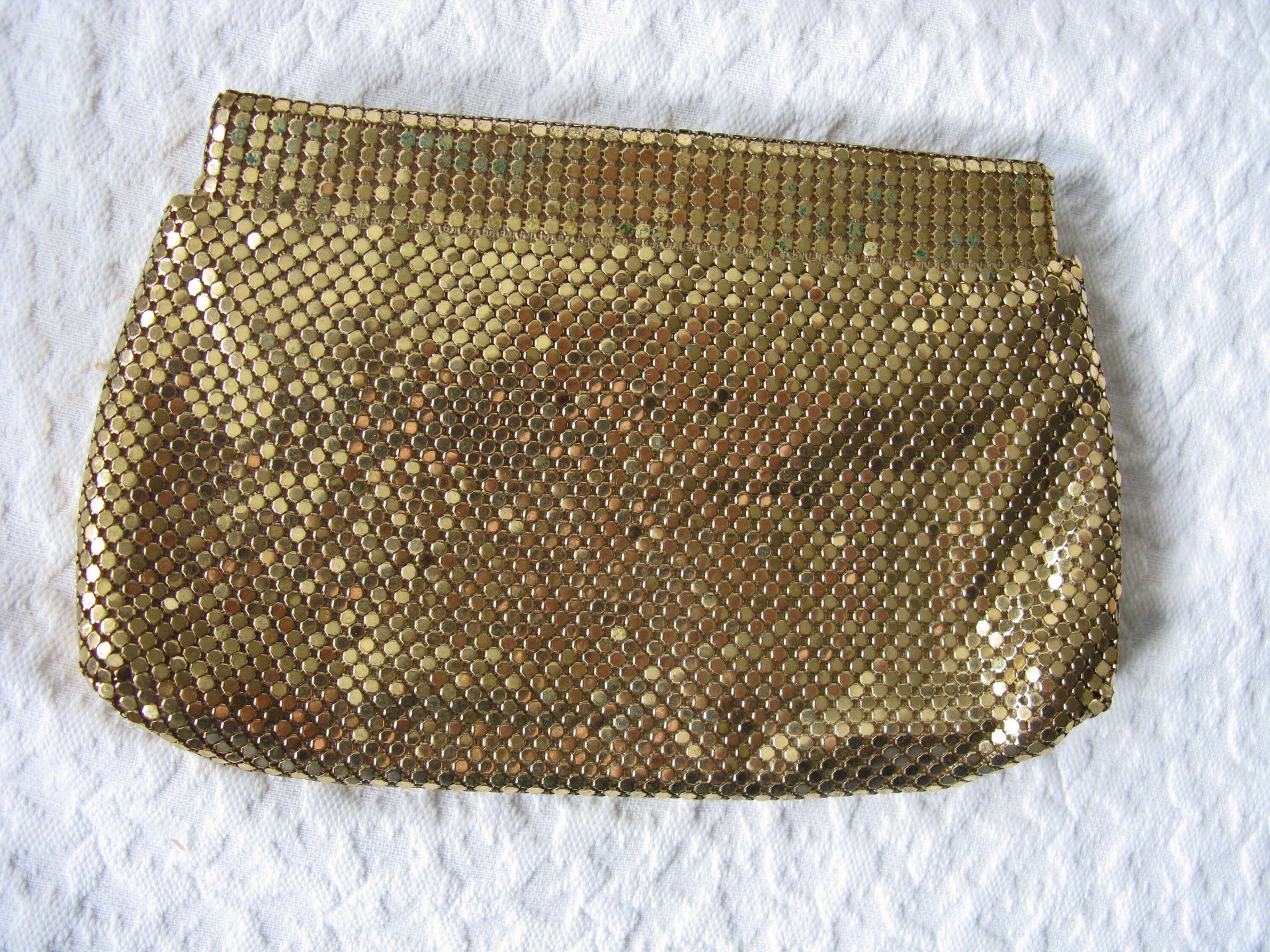 Vintage Whiting Davis Clutch Bag Purse 1940s-1960s Retro Wedding Evening Cocktail Party Purse Gold Mesh Bag WhenRosesBloom