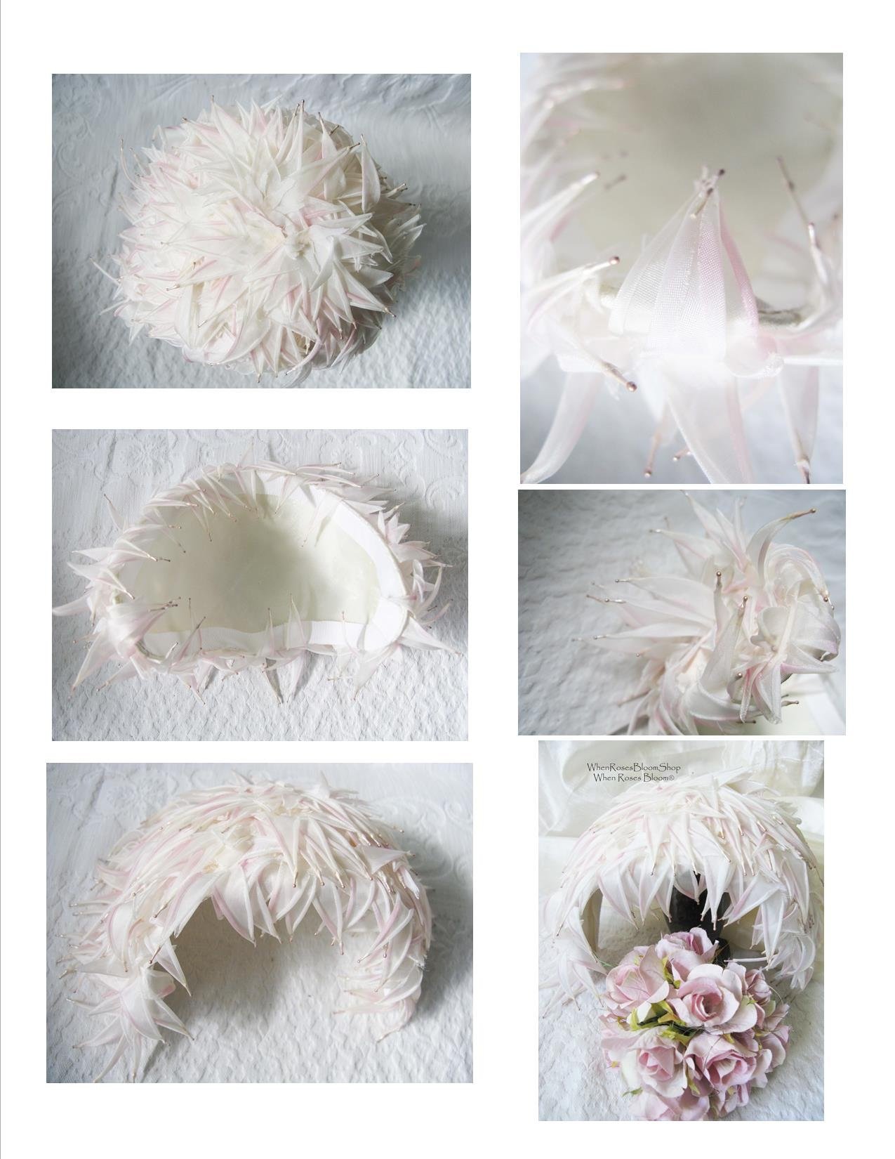 Vintage Hat Bridal Ballerina Fascinator Band Headpiece Wedding Style Audrey Hepburn Mid Century Retro Tea Party WhenRosesBloom