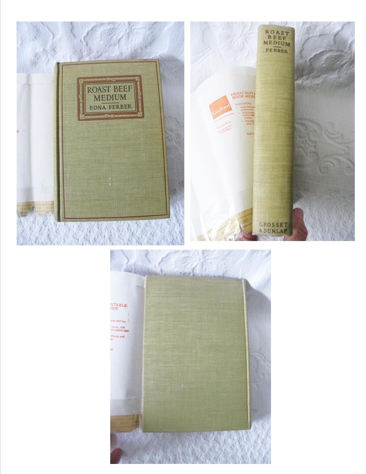 Roast Beef Medium Edna Ferber Vintage Green Book 1913 Edwardian Career Woman Decorative Artwork Paper Cover Library Decor WhenRosesBloom