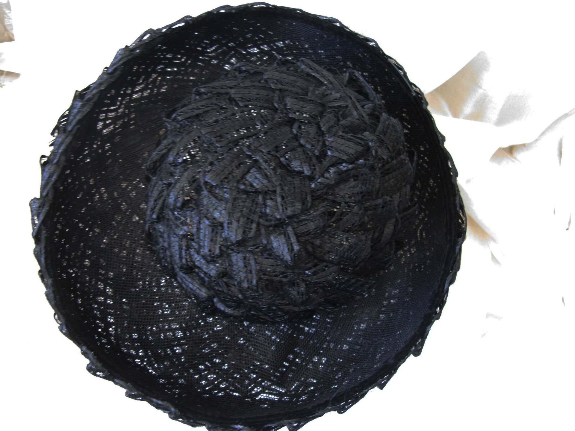 Black Hat 60s Summer Straw English Breton Vintage Mid Century Retro Party Tea Party Garden Party That Girl  60s Style Retro  WhenRosesBloom