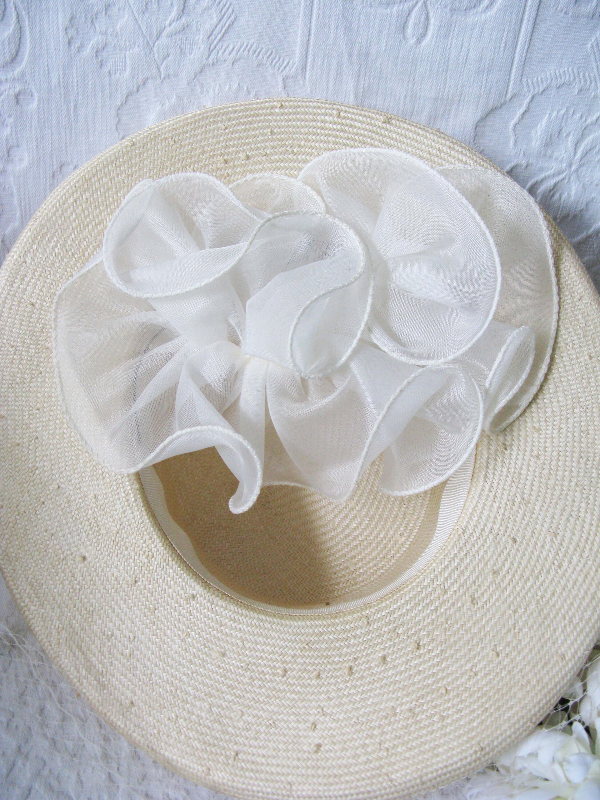 Natural Straw Hat Classic Panama Tailored Elegance Retro 80s Wedding Tea Cosplay Artsy Style for Garden Wedding Tea Party WhenRosesBloom