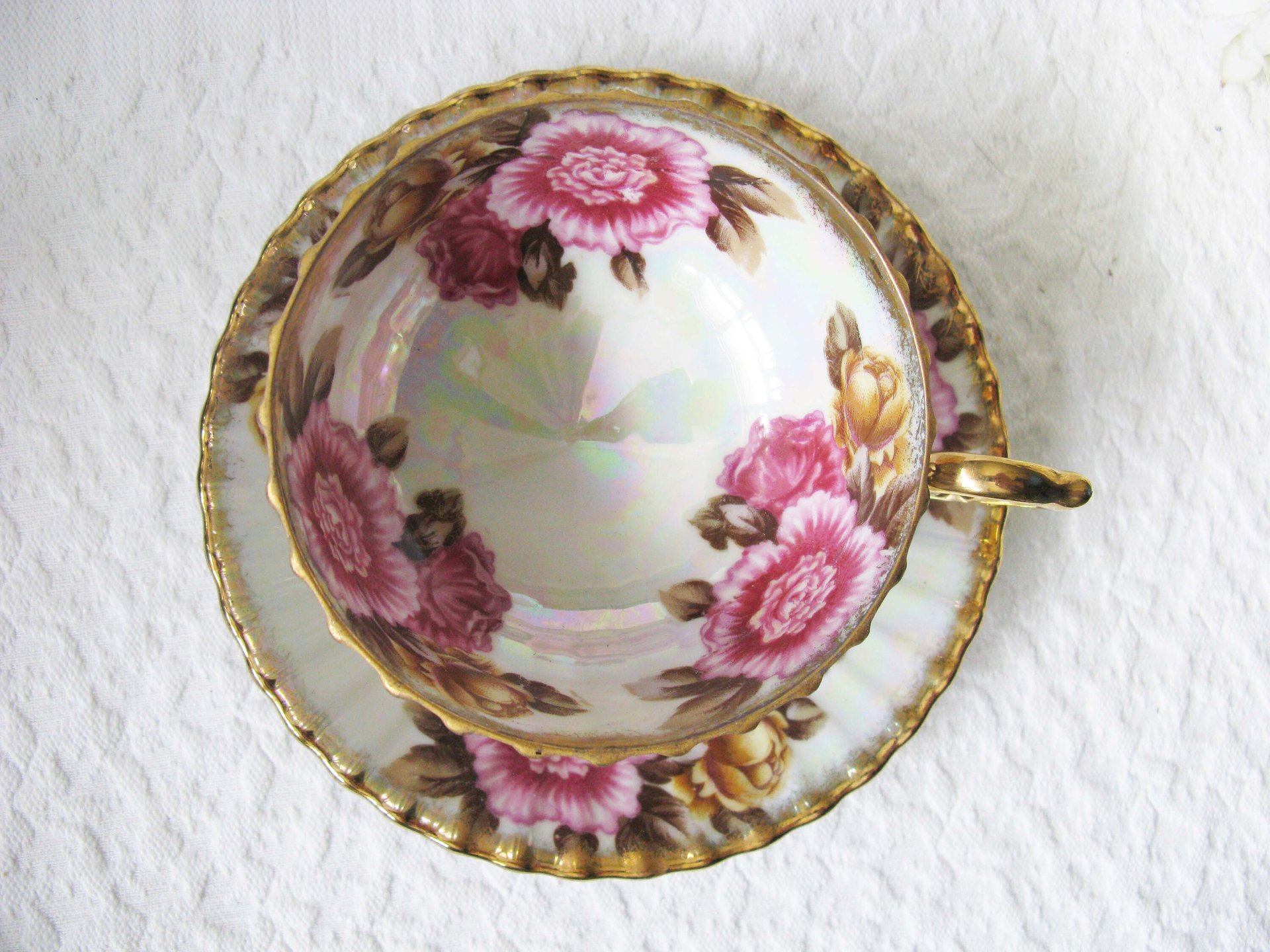 Vintage Teacup Pink Floral Footed Gold Japan Fancrest Elegant Mid Century Tea Gift Victoria Downton Tea Cottage Shabby Chic WhenRosesBloom