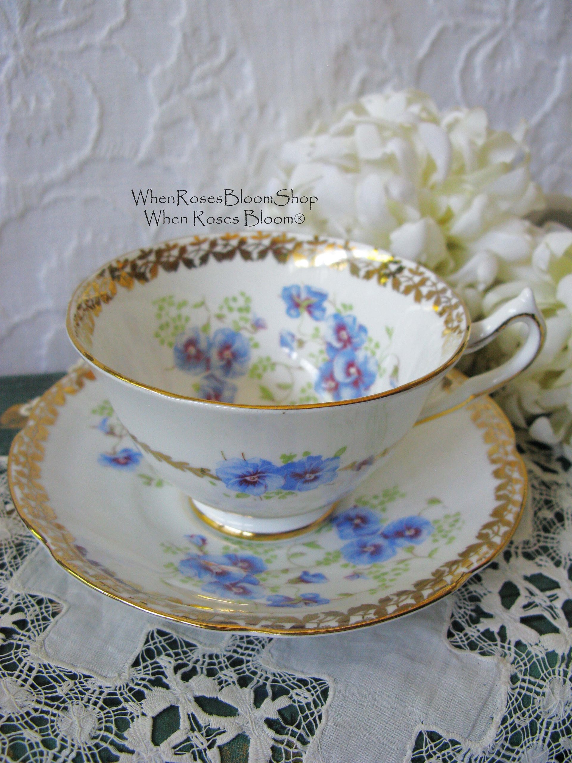 Pansy Tea Cup English Bone China Colingswood Vintage Tea Gift Dainty Elegant Shabby Chic Retro Mid Century Classic British WhenRosesBloom