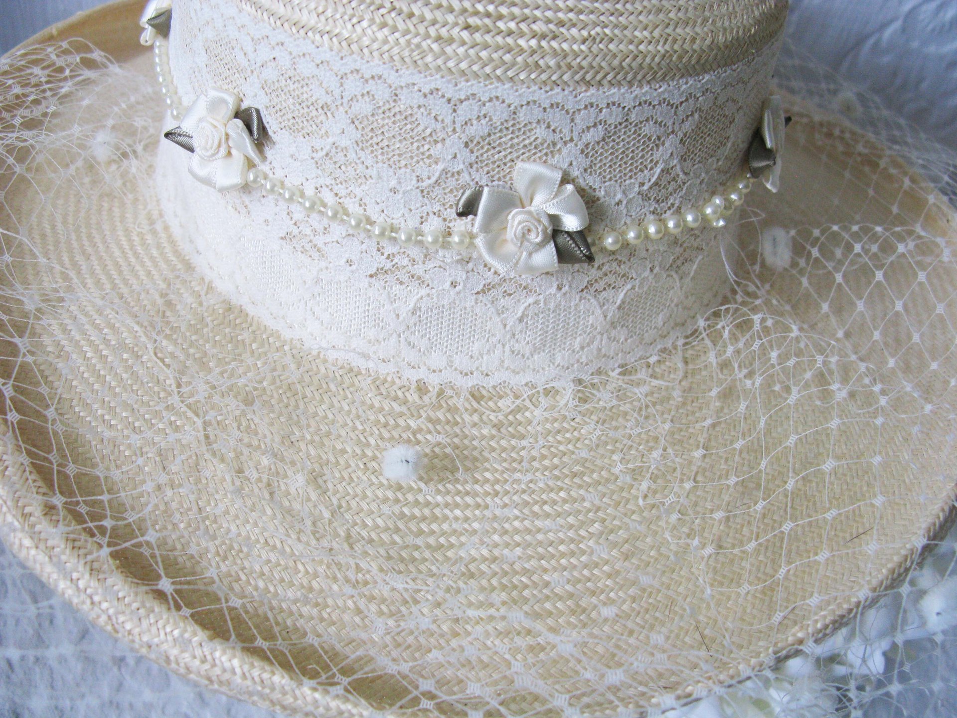 Natural Straw Hat Classic Panama Tailored Elegance Retro 80s Wedding Tea Cosplay Artsy Style for Garden Wedding Tea Party WhenRosesBloom