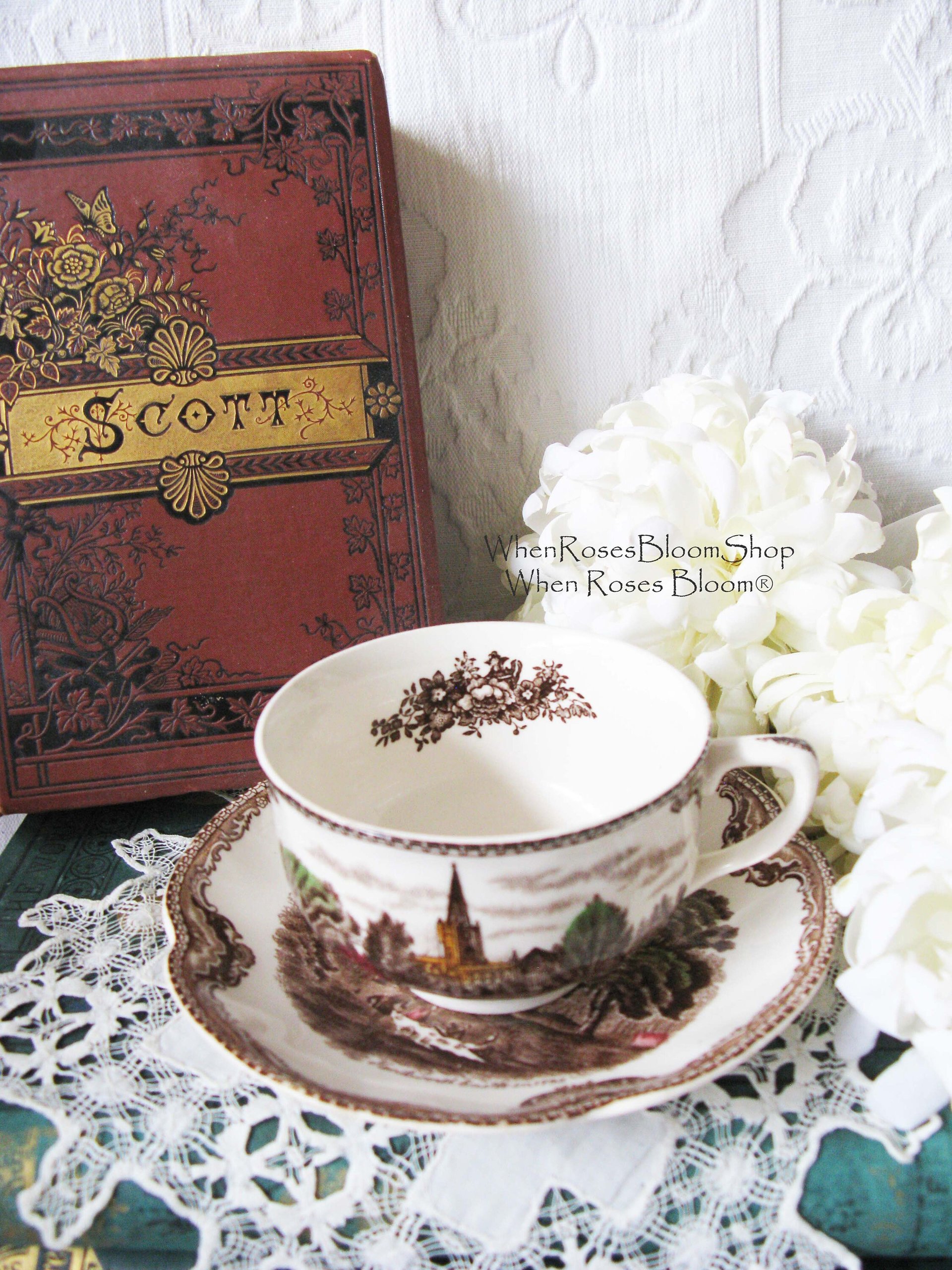 Teacup Kenilworth Castle Johnson Bros English  Downton Elegant Steampunk Gentlemen's Tea Retro Booklover's Tea Walter Scott WhenRosesBloom